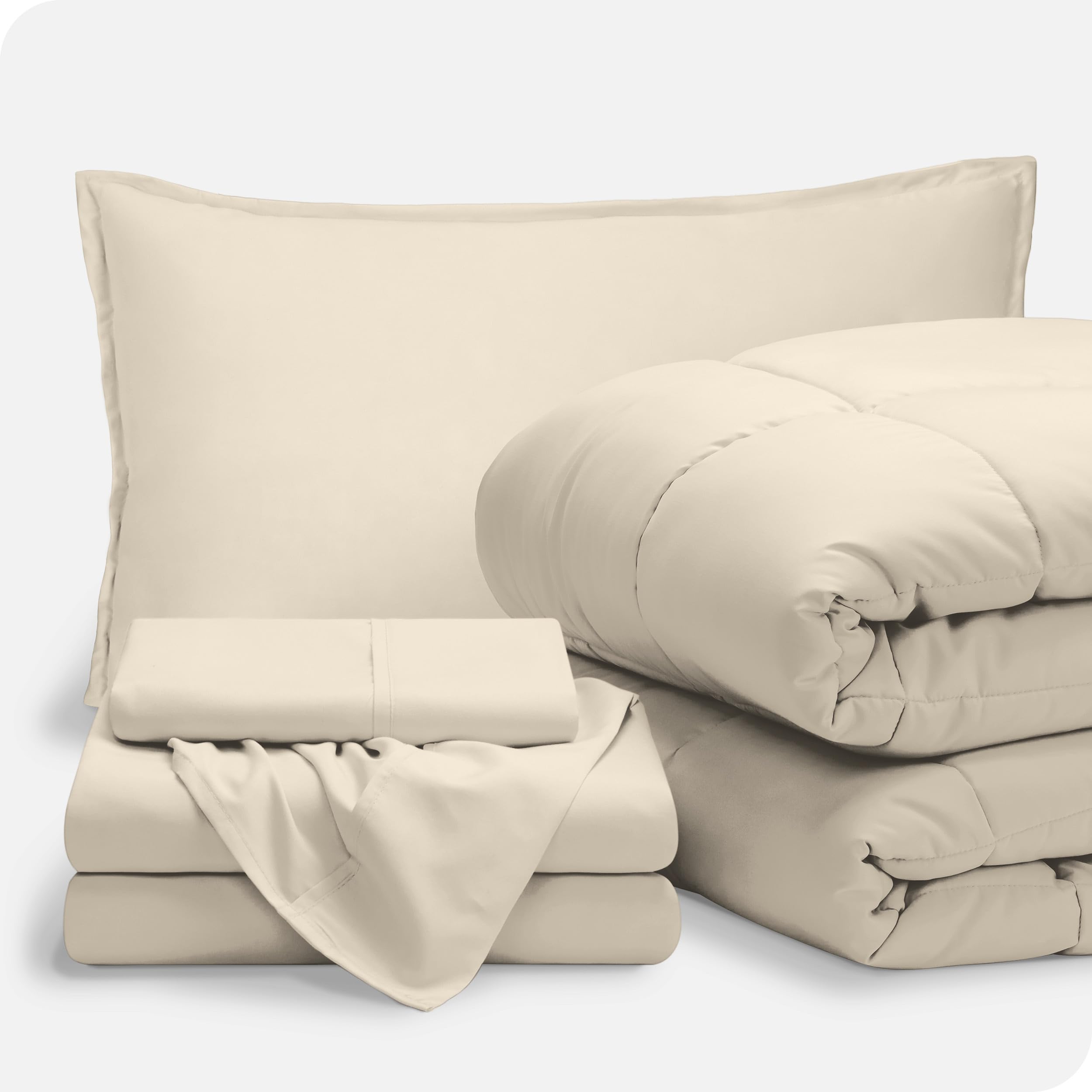Bare Home 5-Piece Bed-in-A-Bag Comforter Set with Sheets - Twin XL Size - Ultra Soft 1800 Premium Goose Down Alternative Bedding Set (Sand/Sand) - Perfect for Guest Rooms, Dorms & Cozy Bedroom Makeovers