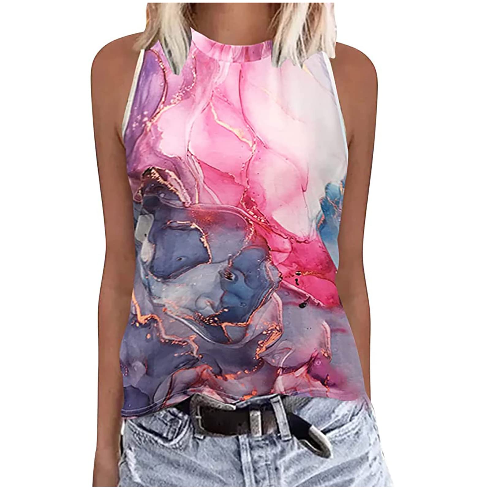 Women's Sexy Slim Sleeveless Printed Tank Tops - Casual Basic Vest Blouse Tees for Summer, Gym, Beach & Party Wear | Fashionable Comfort Fit