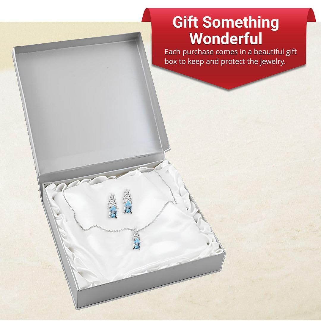 Shop LC Women's Teardrop Pendant Necklace & Dangle Earrings Set - 925 Sterling Silver Stainless Steel Jewelry for Wedding, Birthday Gifts | Elegant Costume Jewelry for Women, Perfect for Parties & Special Occasions