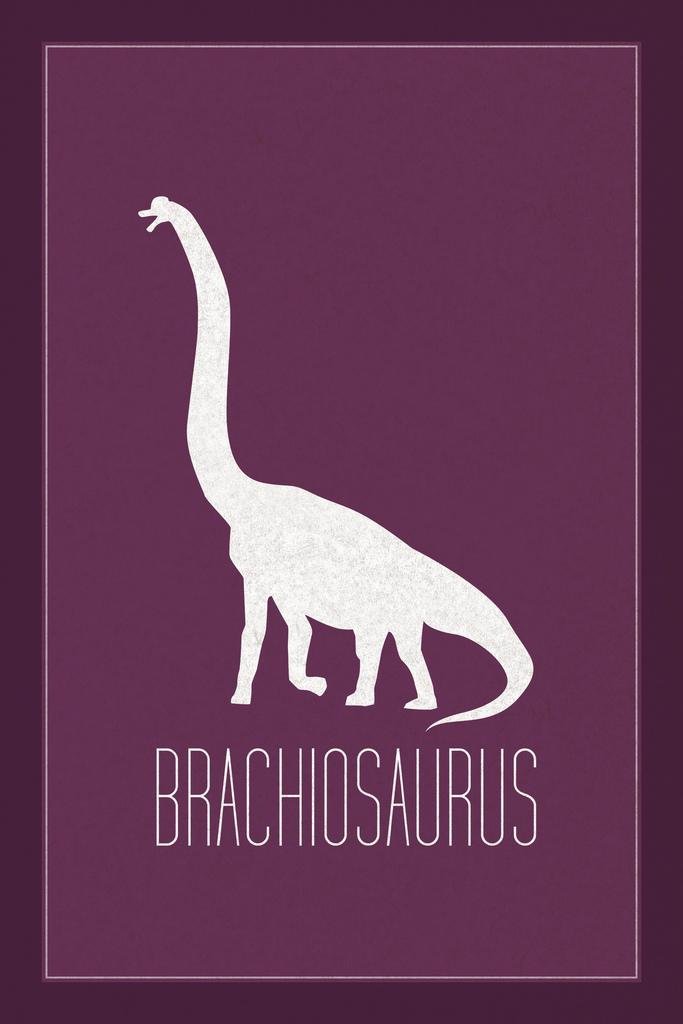 Brachiosaurus Dinosaur Wall Art Print - Purple Dinosaur Poster for Kids Room Decor, Dino Pictures for Bedroom & Nursery, 16x24 Inches - Perfect for Boys/Girls Bedroom, Playroom & Classroom Decor