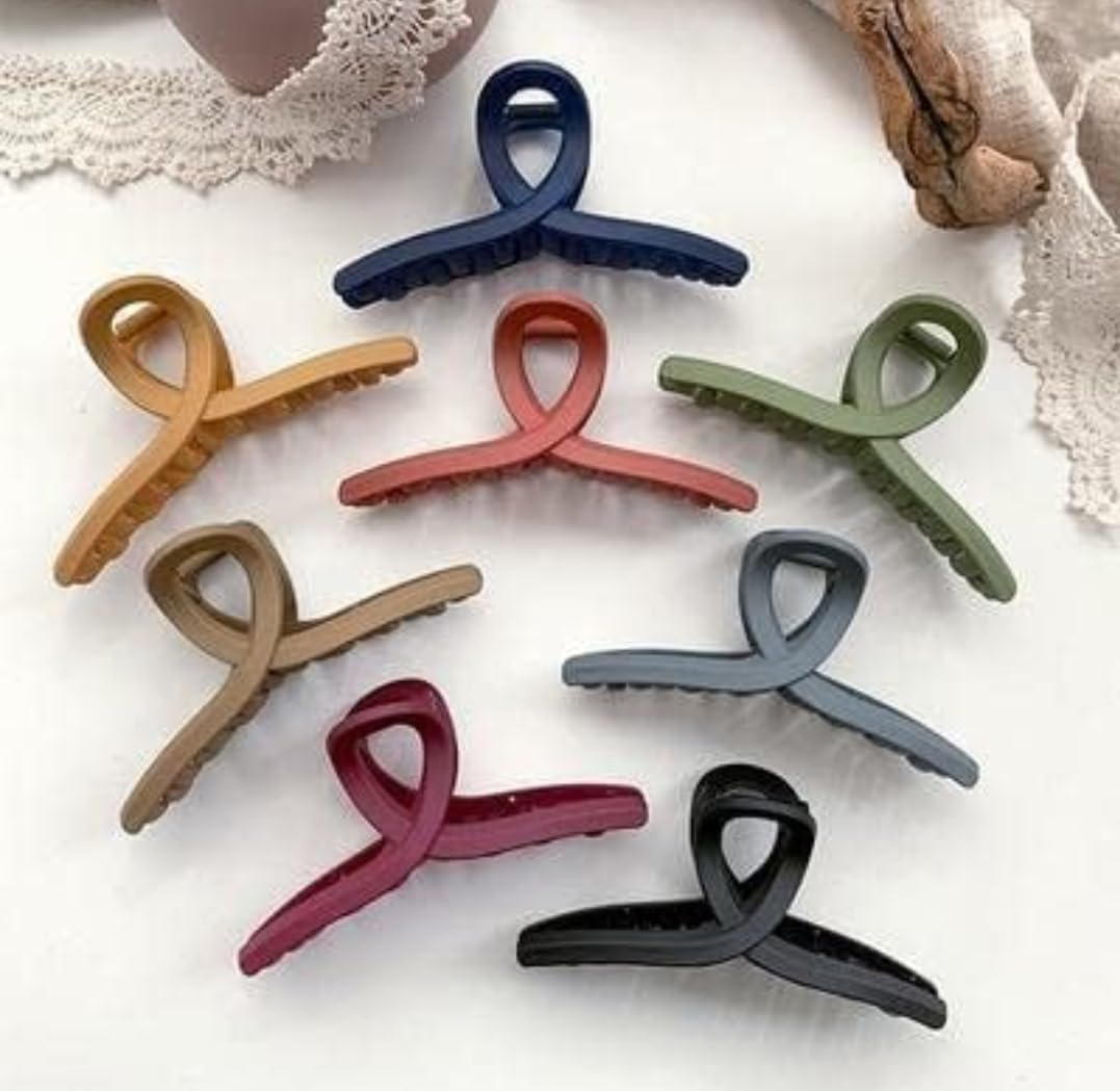 4PCS Matte Plastic Hair Claw Clips for Women - 8cm Medium Size, Strong Hold for Thick & Long Hair - Perfect for Ponytails, Buns & Everyday Hairstyles
