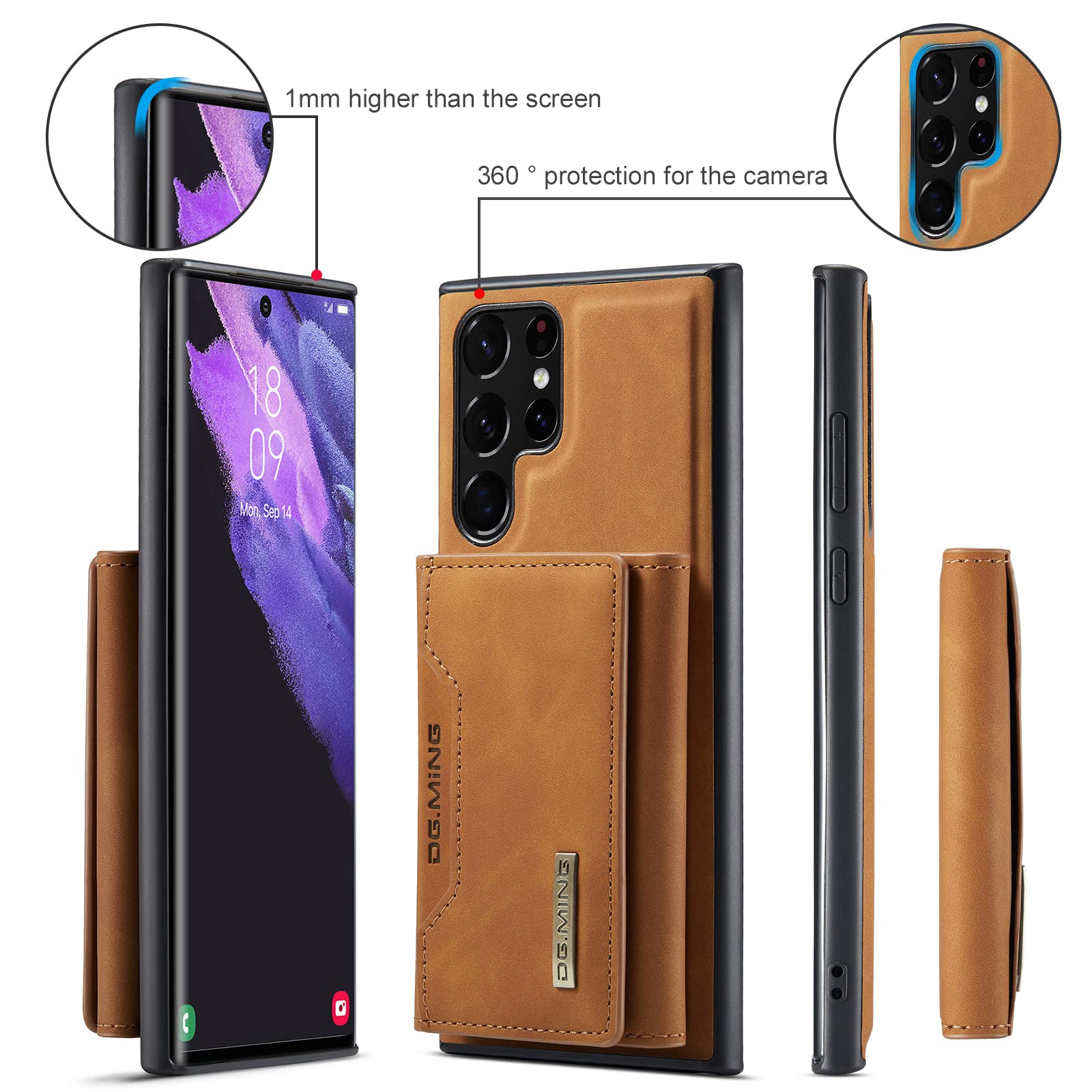 Premium Magnetic Leather Wallet Case for Samsung Galaxy S22 Ultra (6.8