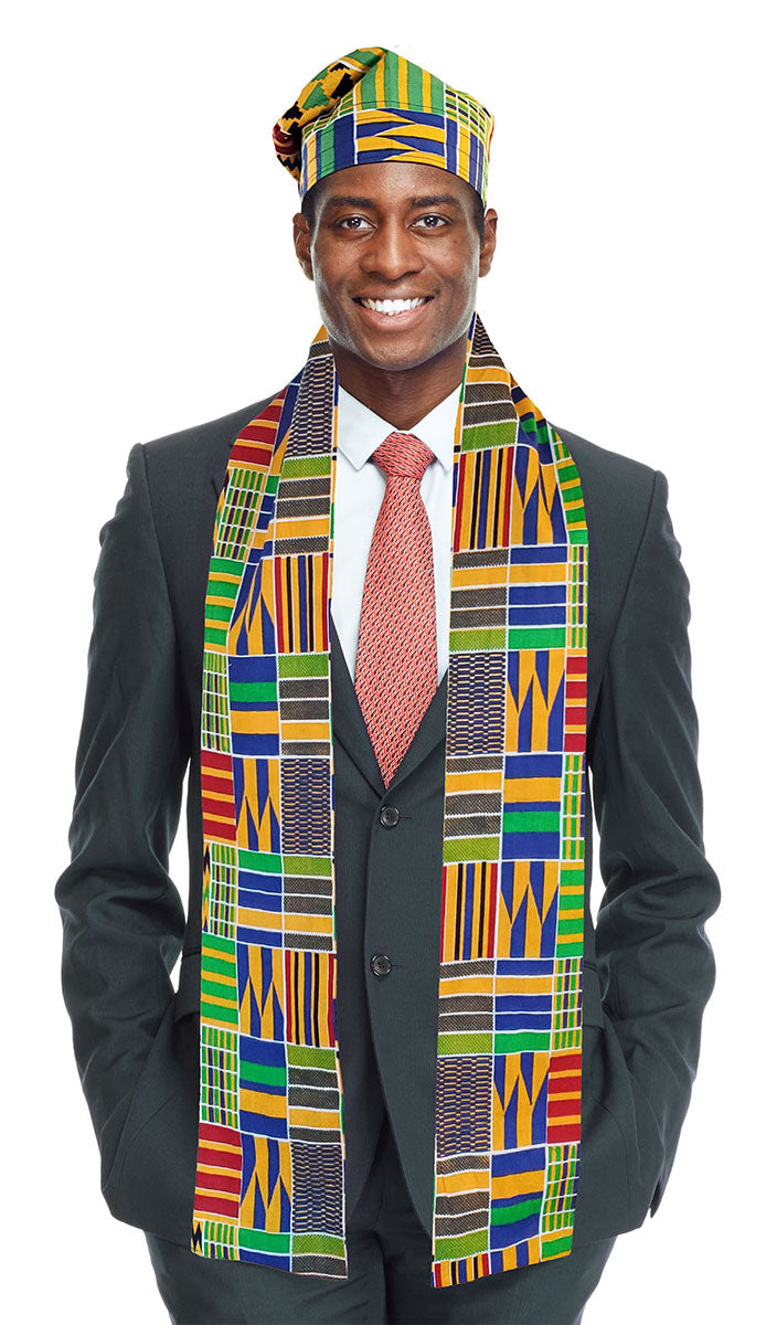 Stylish Akoma Kente African Print Hat & Scarf Set - Traditional Ghanaian Headwear & Fashion Accessory for Women - Perfect for Weddings, Cultural Events & Afrocentric Outfits