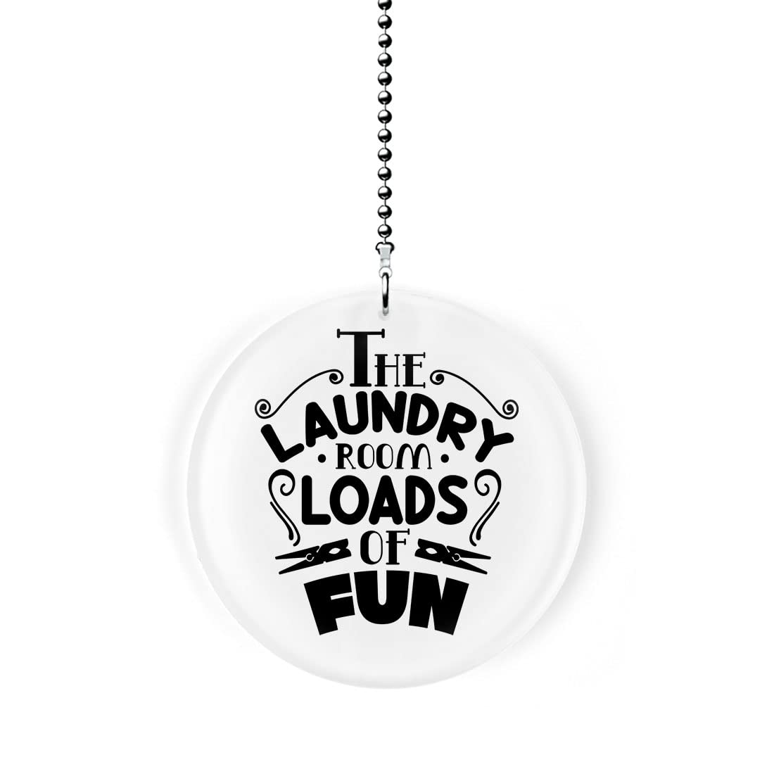 Black and White Laundry Room Fan/Light Pull - Decorative Ceiling Fan Chain Replacement for Laundry Room, Bedroom, Bathroom - Fun Home Decor Accessory for Laundry Day