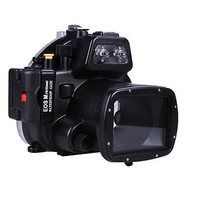 MEIKON 40m/130ft Underwater Waterproof Housing Case for Canon EOS M with 18-55mm Lens - Professional Waterproof Camera Cover for Scuba Diving, Snorkeling & Beach Photography