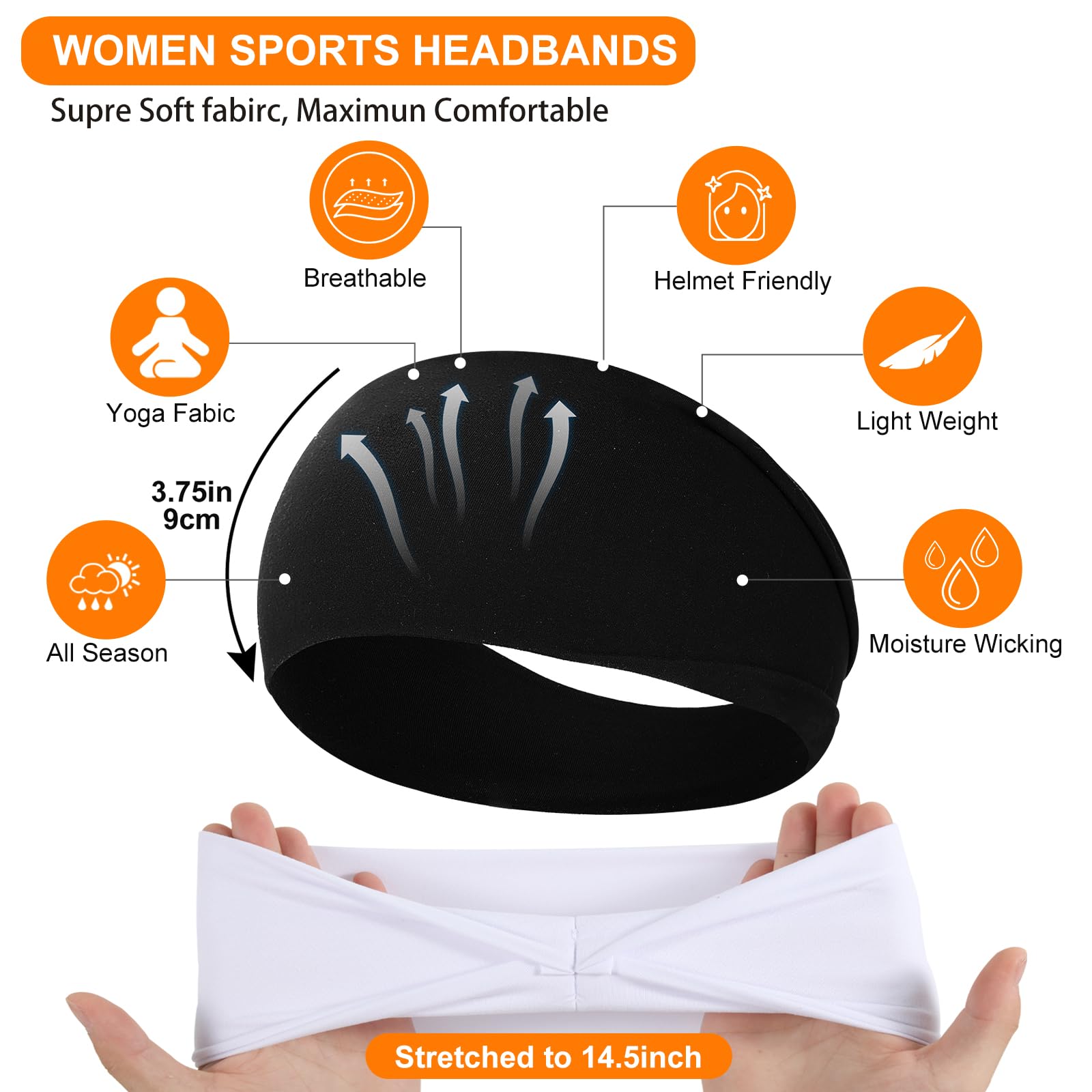 RITOPER Non-Slip Workout Headbands for Women - Super Soft & Stretchy Yoga, Running, Exercise & Sweatbands - Wide Hair Bands & Turban Head Wraps for Active Lifestyles (Perfect for Gym, Yoga, Jogging & Daily Wear)