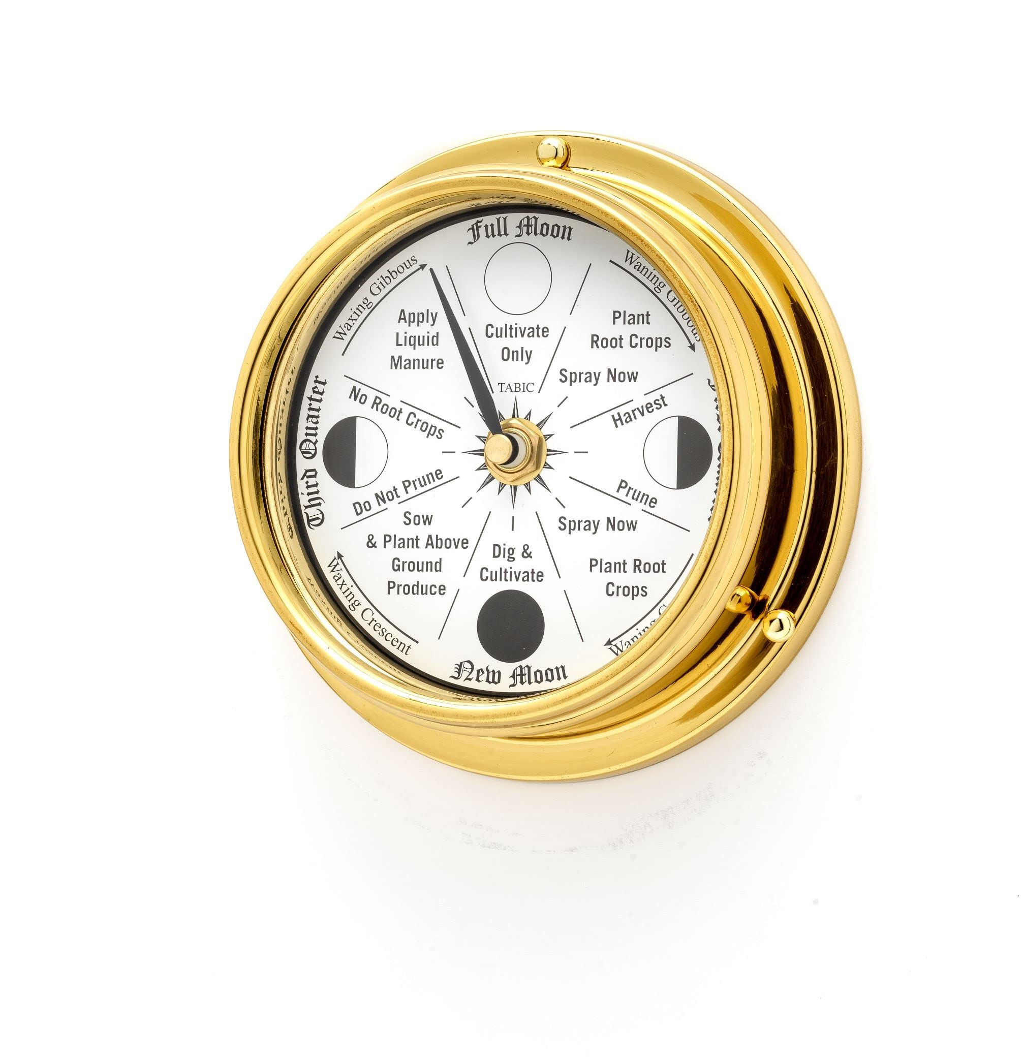 Classic Brass Moon Gardening Clock - Lunar Harmony Guide for Biodynamic & Organic Gardening | Essential Moon Phase Tool for Planting & Harvesting | Perfect for Home Gardeners, Farmers & Moon Phase Enthusiasts