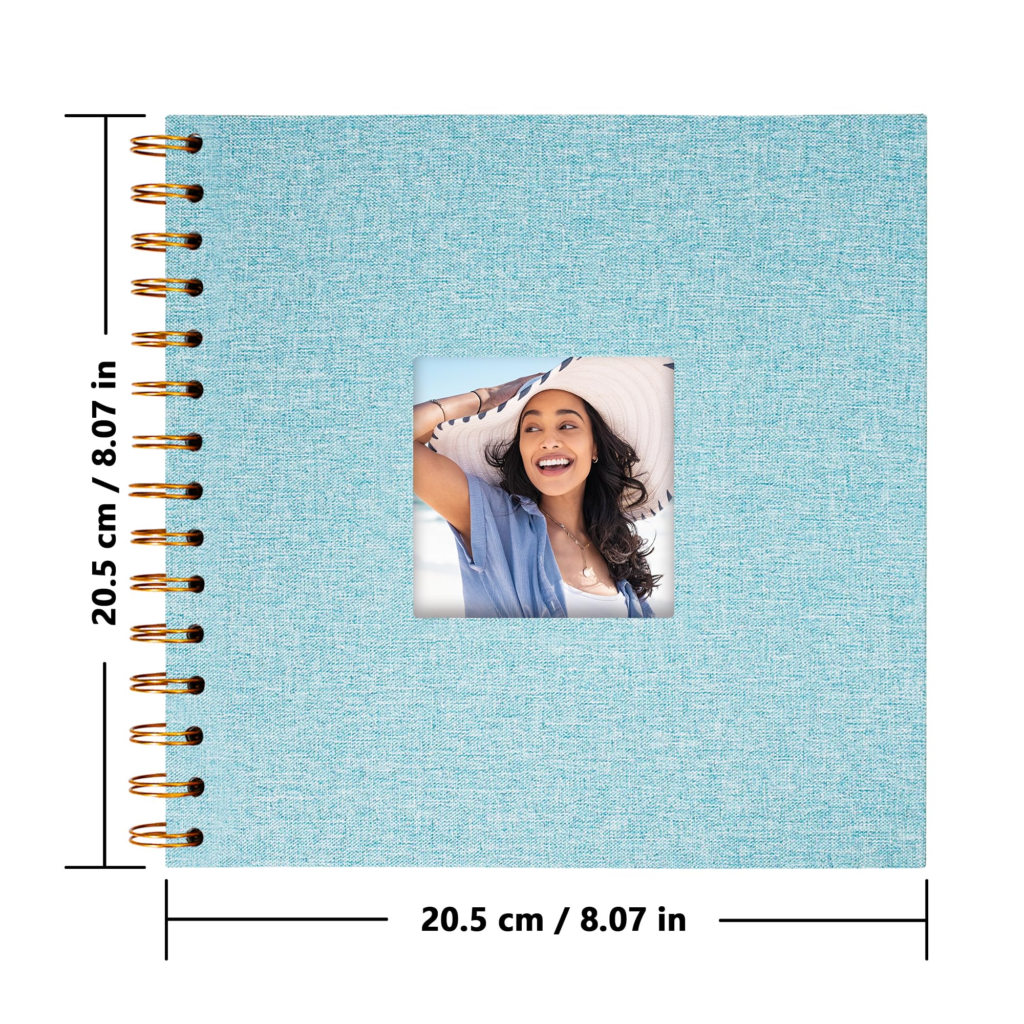Premium Linen Covered Scrapbook Photo Album - 8x8 Inch Hardcover with Kraft White Pages (20 Sheets/40 Pages) - Perfect for Wedding Guest Book, Baby Shower, Travel Memories, Christmas Gifts & DIY Projects