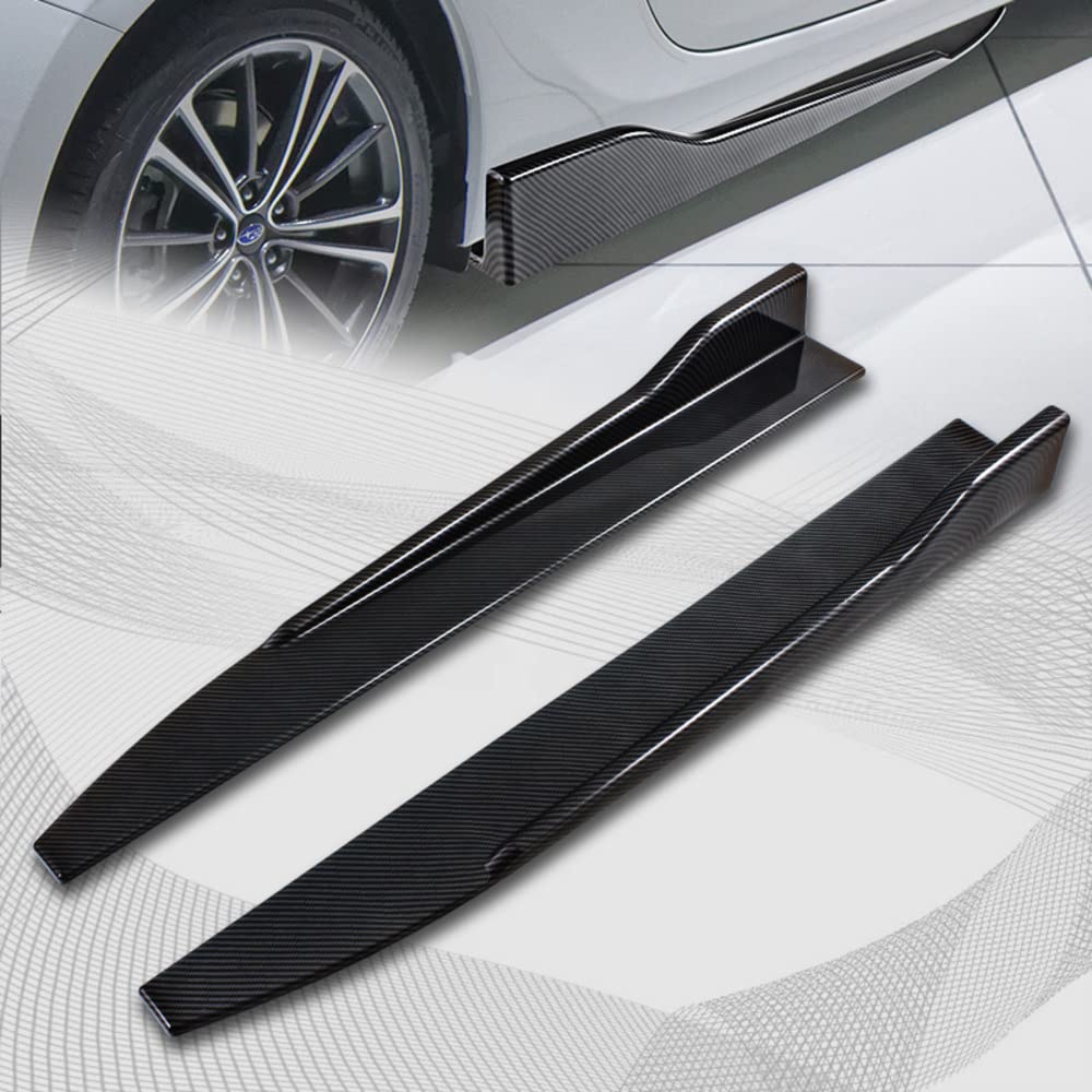 5PCS Front Bumper Lip & Side Skirt Kit for Ford Mustang 2018-2023 - ABS Carbon Fiber Style Body Splitter, Rocker Winglet & Diffuser - Enhances Aerodynamics & Sporty Look (Street Racing & Car Shows)