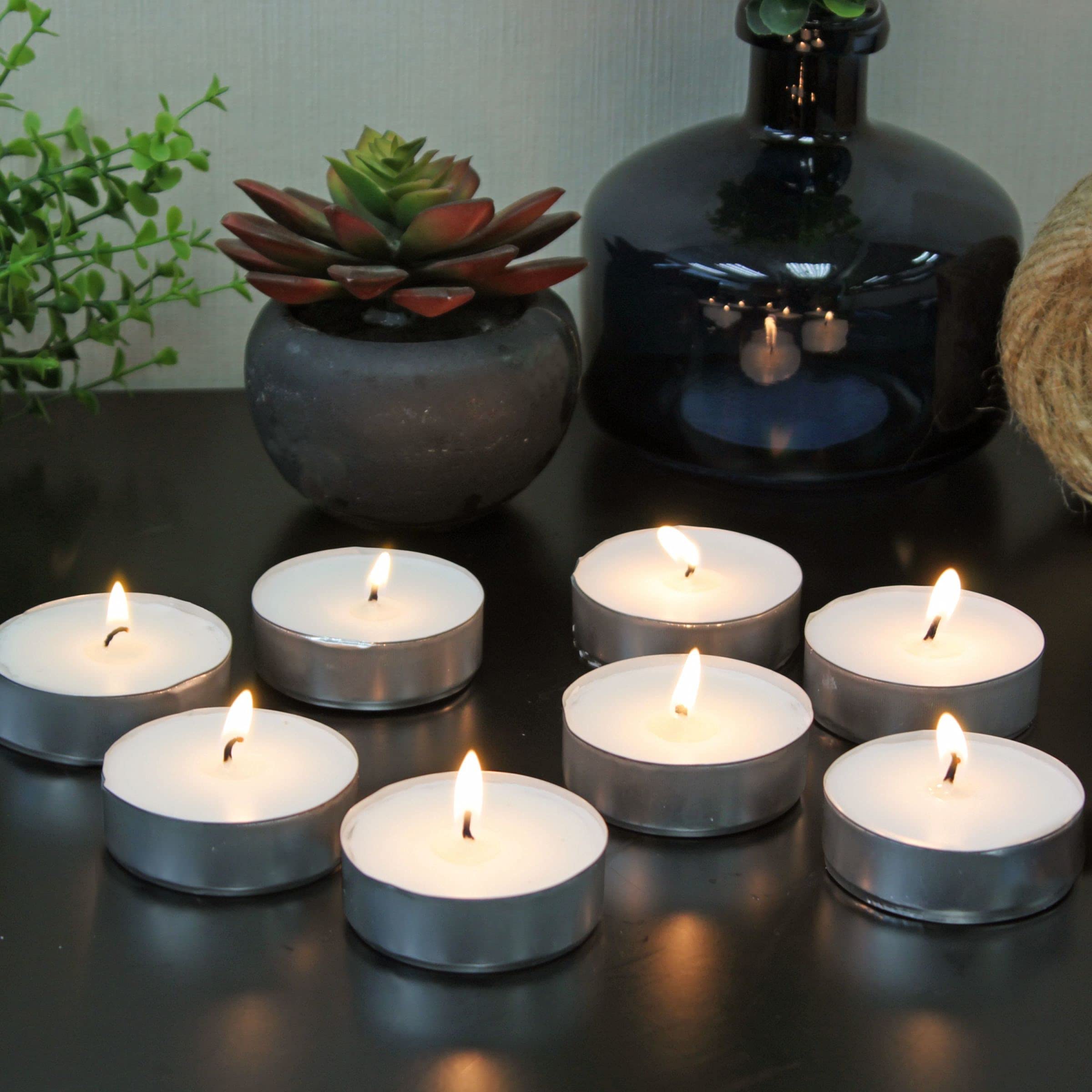 Stonebriar 20-Pack Unscented Large Tea Light Candles - 9 Hour Long Burn Time for Weddings, Parties, Home Decor & Relaxation