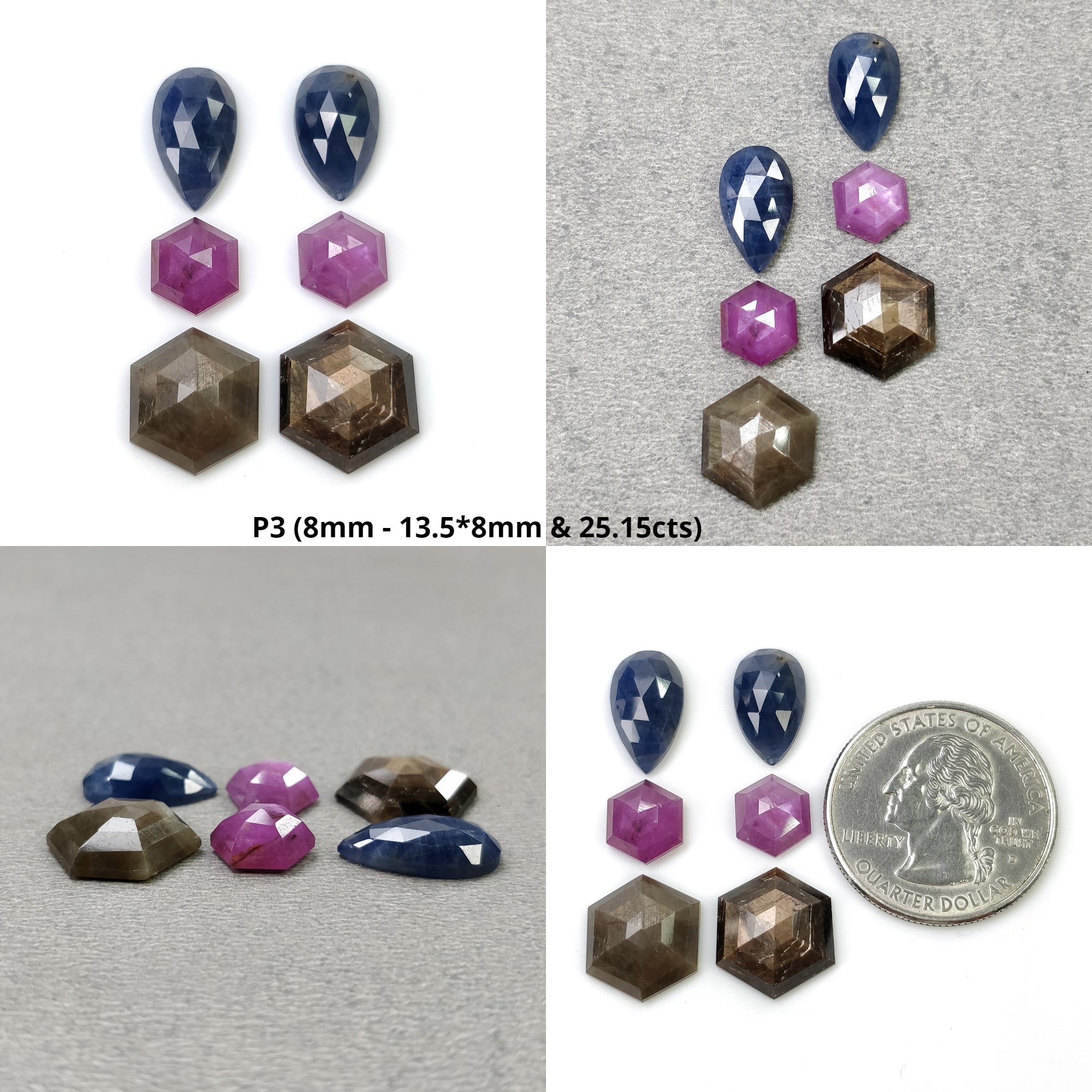 Natural Untreated Golden Brown Chocolate & Blue Raspberry Sapphire Gemstone - Rose & Step Cut Pear Hexagon (2pcs/6pcs) | Jewelry Making, Engagement Rings, Healing Crystals Collection