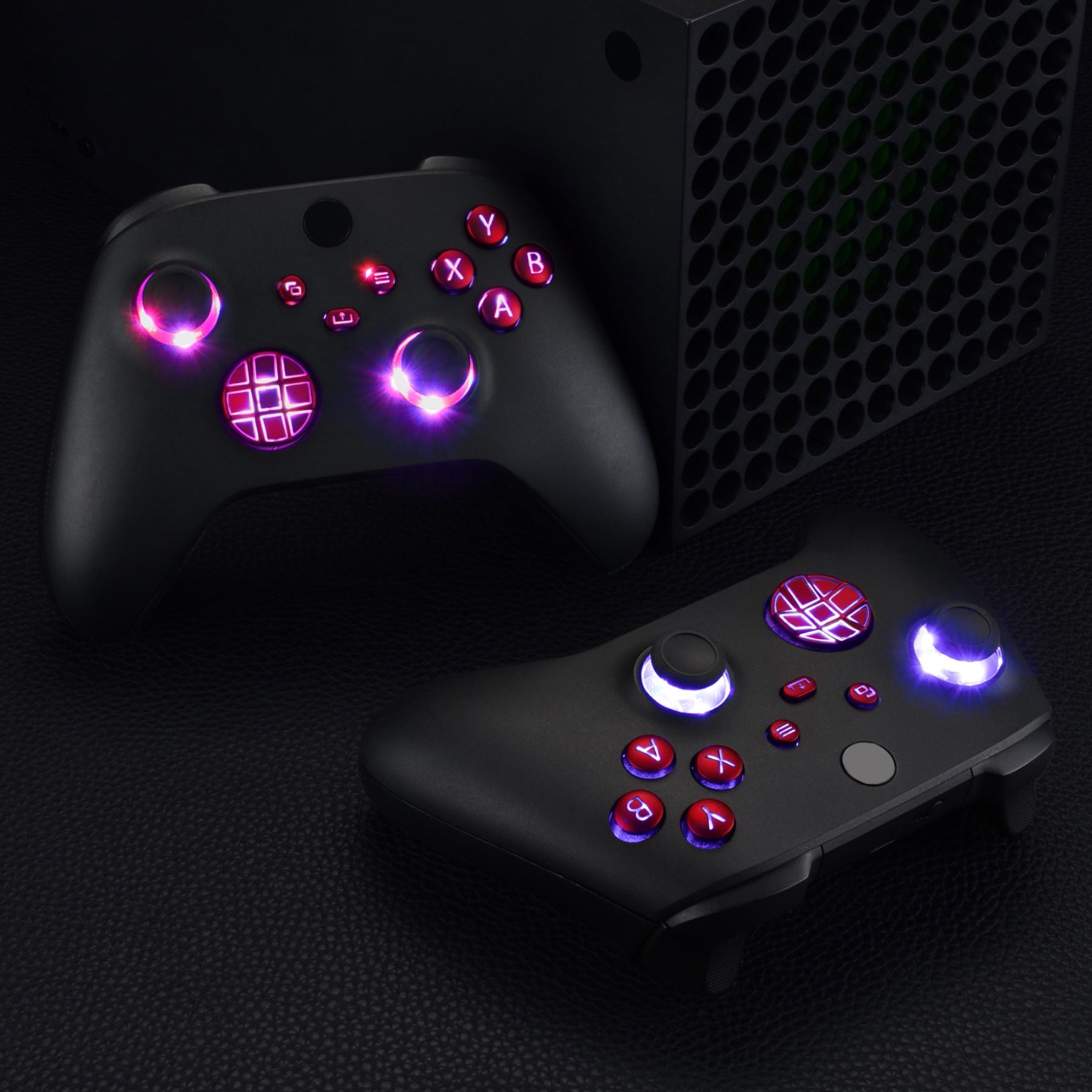 eXtremeRate Multi-Color LED Illuminated Buttons DTF V2 Kit for Xbox Series X/S Controller - Scarlet Red | Custom Gaming Setup & Night Play Enhancement