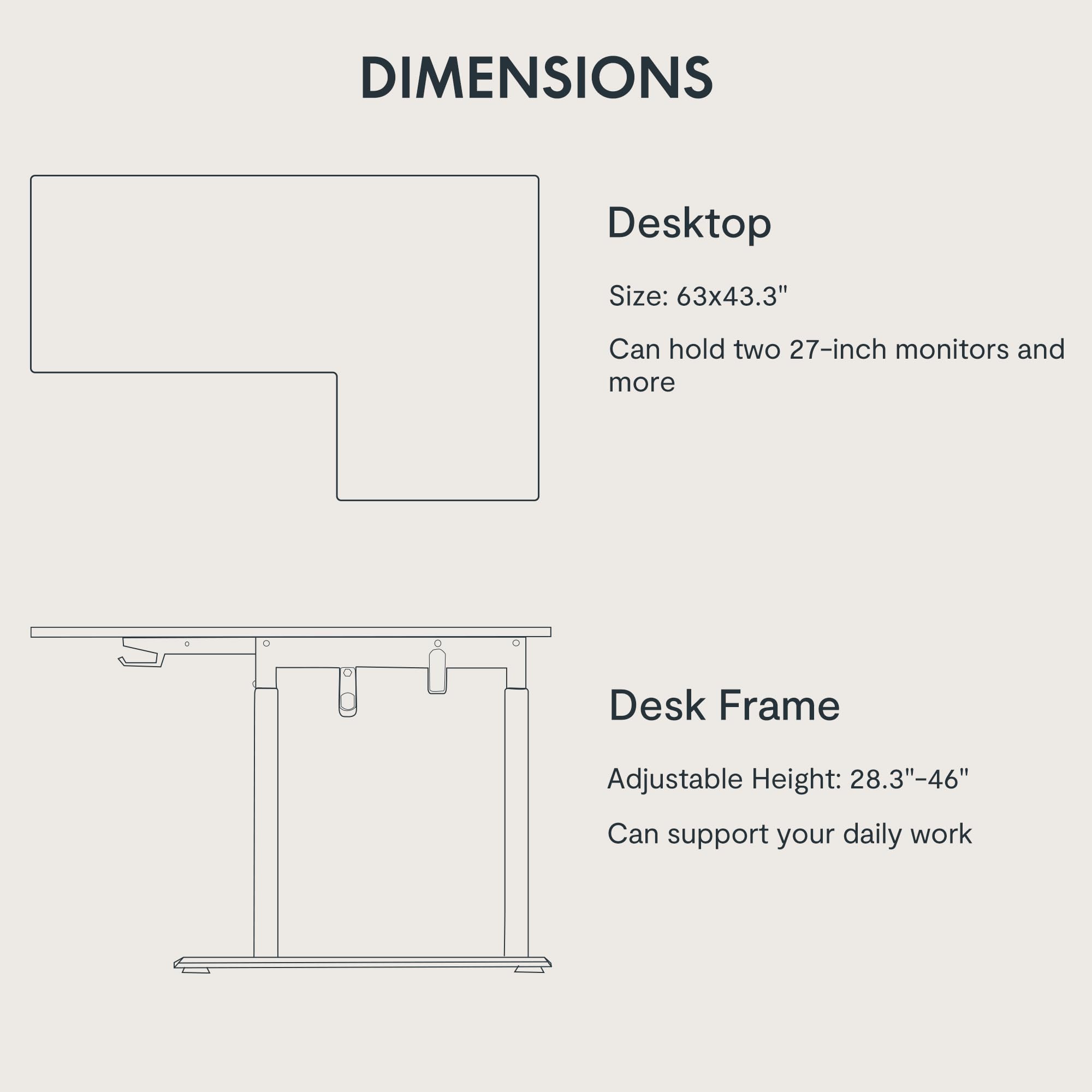 Premium L-Shaped Standing Desk with Dual Motor & 4-Leg Lift System - Electric Height Adjustable Office Desk with Memory Presets (63