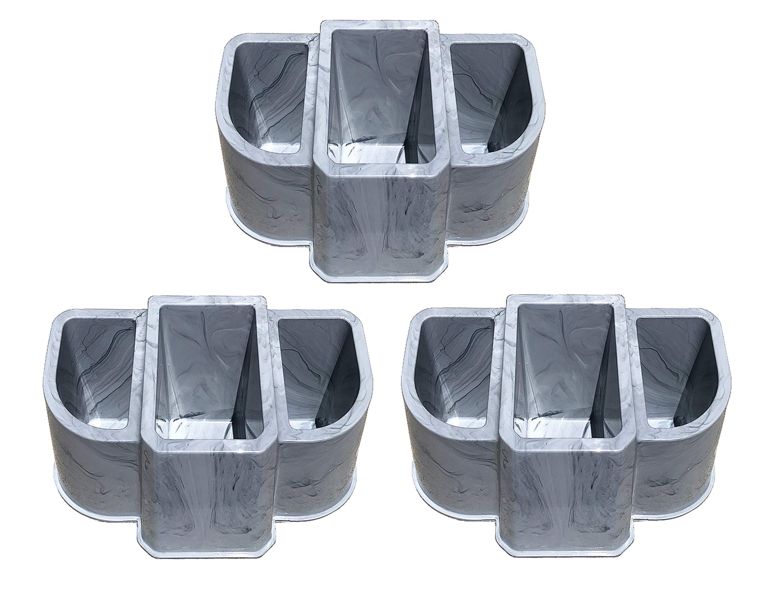 Premium Marble Gray Desk Organizer Set of 3 - Large Pen & Pencil Holder for Office, Study, or Home Workspace - Perfect for Stationery Storage and Workspace Organization