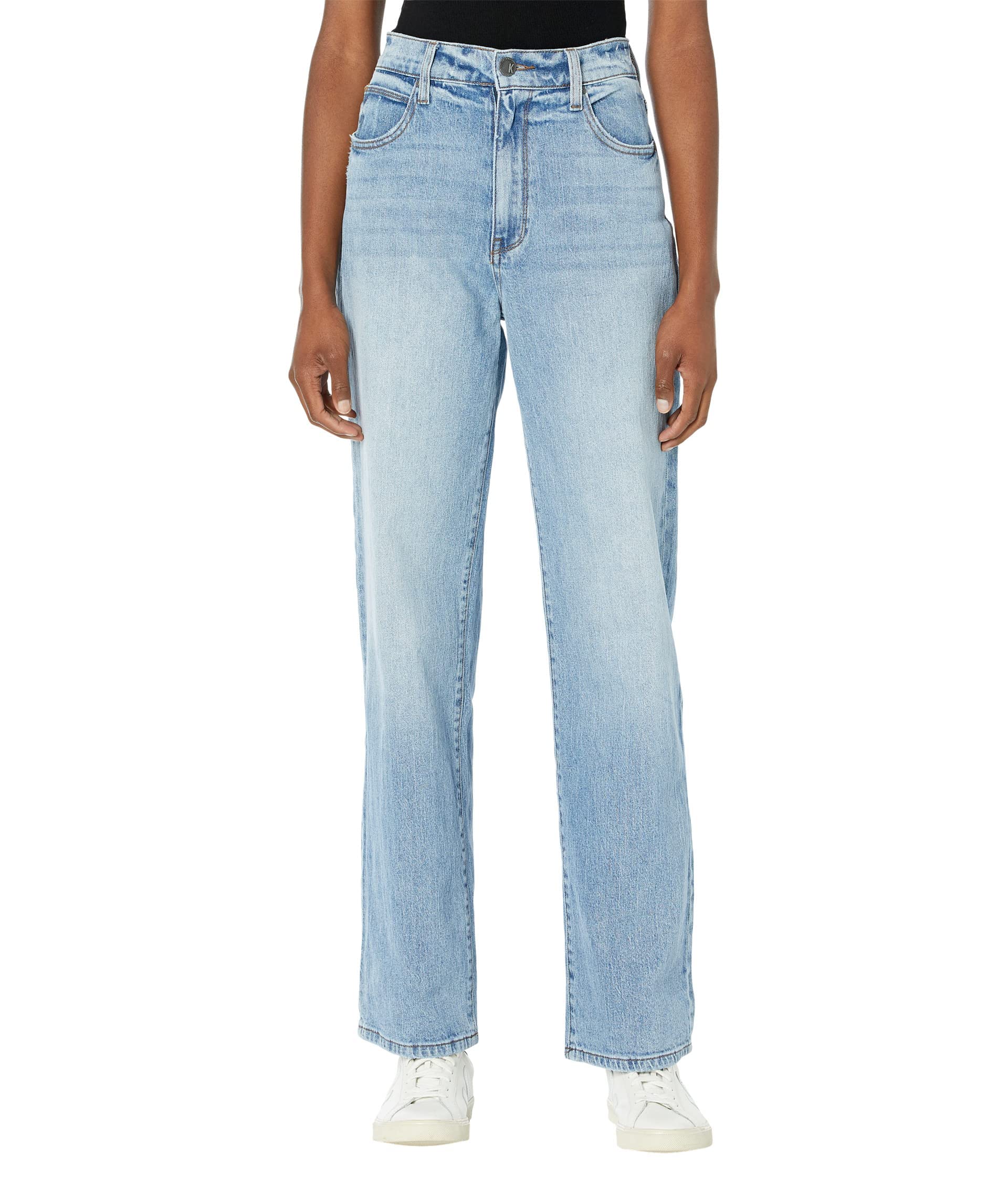 KUT from the Kloth Sienna High-Rise Wide Leg Jeans for Women - 5 Pocket Stretch Denim Pants in Coach Color | Casual Comfort & Stylish Outfit for Everyday Wear