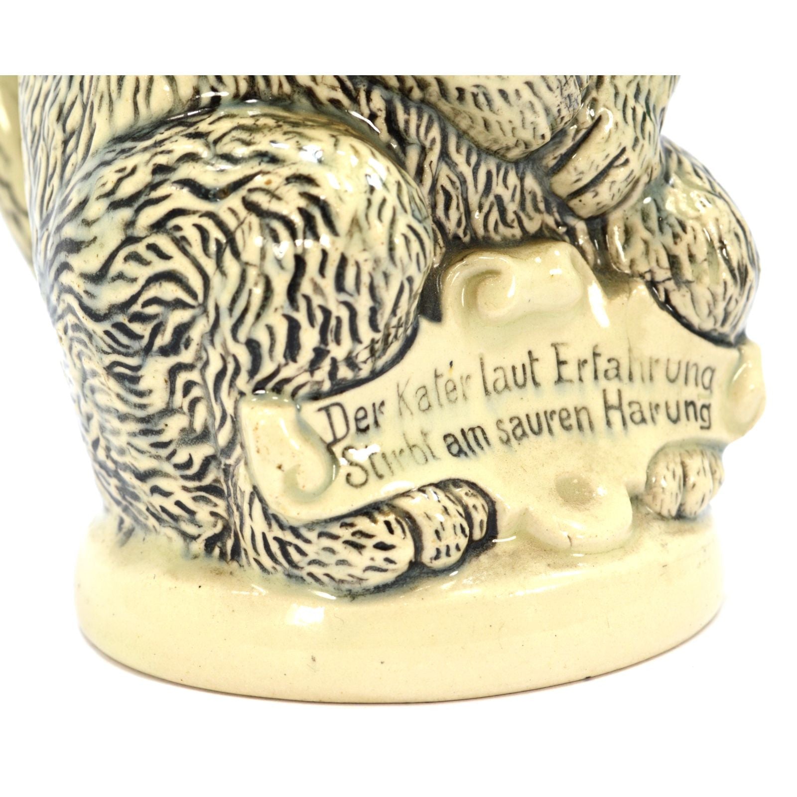 Antique German Character Beer Stein - Drunk Hungover Cat #1000 Steinzeugwerke 19th Century - Perfect for Collectors & Beer Enthusiasts