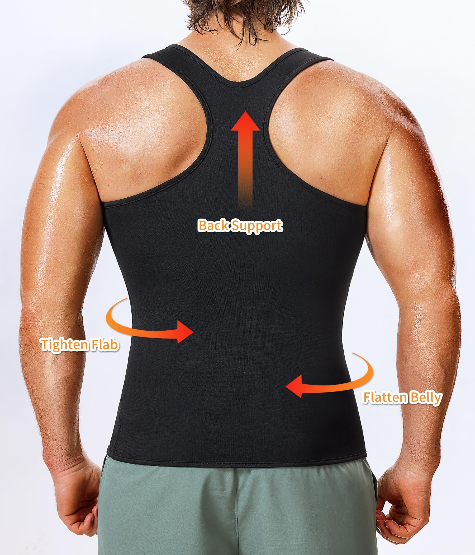 BRABIC Men's Sauna Sweat Vest Tank Top - Weight Loss Waist Trainer Shirt for Workout & Gym | Slimming Fitness Apparel for Men | Perfect for Sauna Sessions, Running & Home Exercise