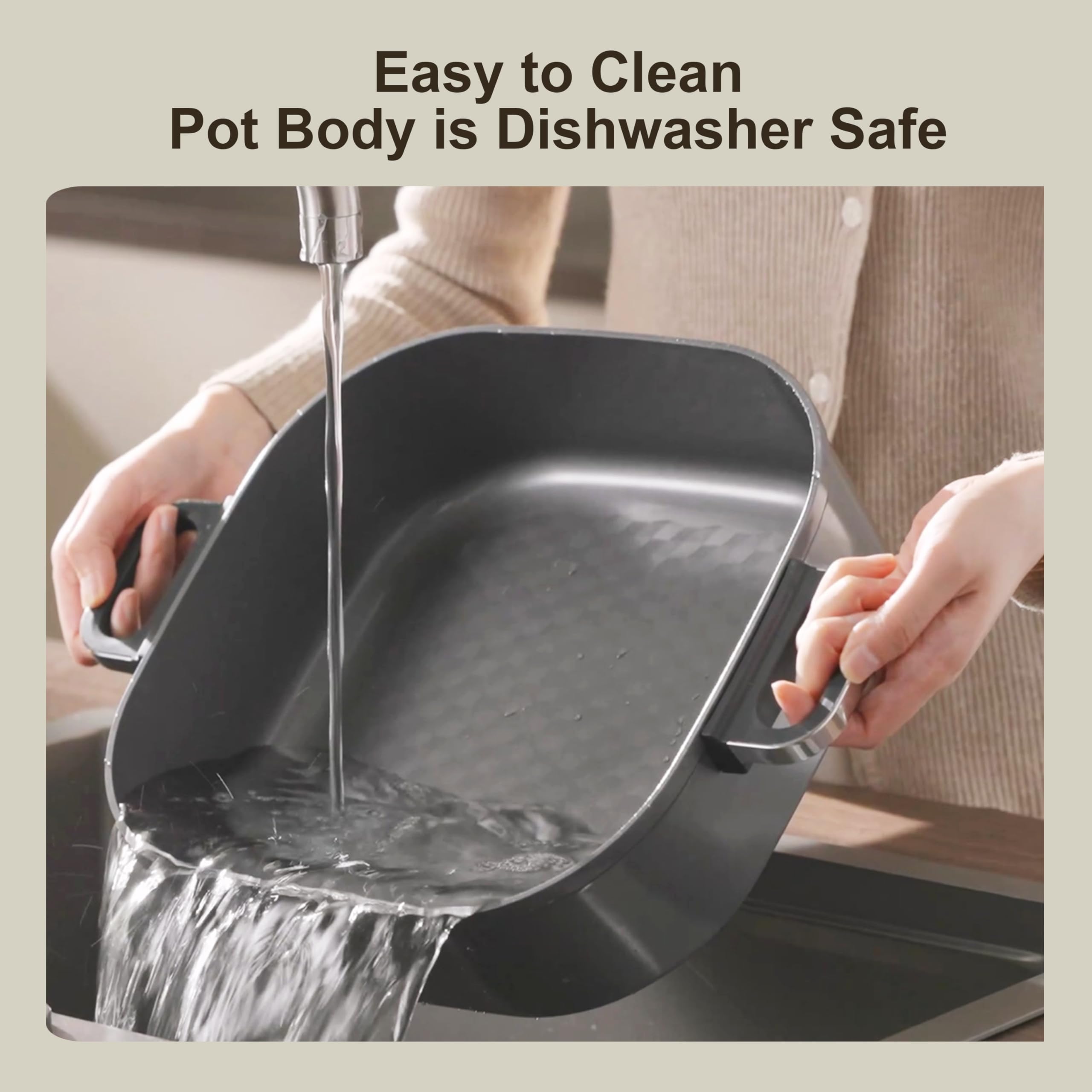 6-Quart Electric Hot Pot & Multi-Cooker - PFOA-Free Ceramic Non-Stick Skillet with 3 Power Settings & Timer, 1600W for Family Cooking | Perfect for Soups, Stews, Hot Pot Parties & Dorm Room Meals