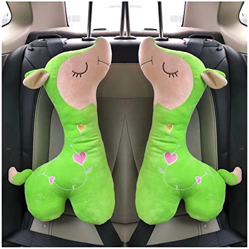 BETYMAO Car Seat Belt Pillow Cover - 2PCS Deer Pattern Shoulder Pads for Comfortable Driving, Travel & Commuting - Soft Seatbelt Cushion for Neck Support on Long Road Trips