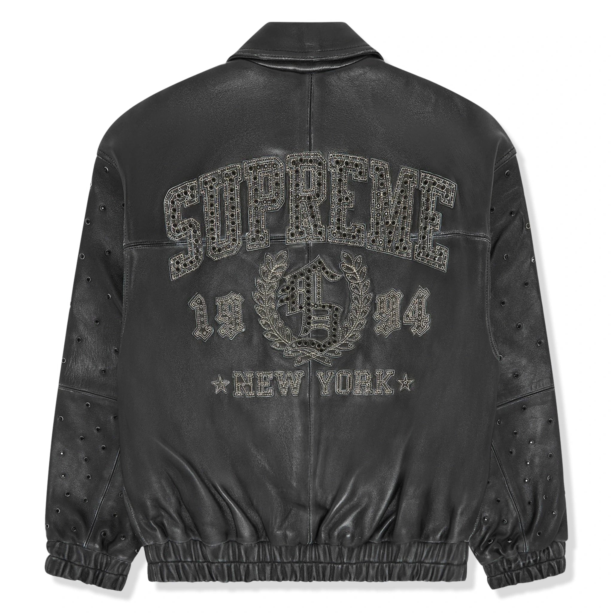 Supreme Black Leather Jacket with Gem Studs - Stylish Biker Jacket for Men & Women | Perfect for Motorcycle Riding, Night Out & Fashion Statement