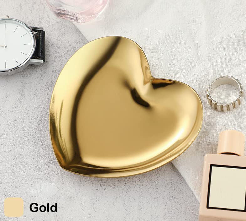 AKOAK 2-Piece Gold Heart Jewelry Tray - Necklace Ring Display & Home Decor for Gifts