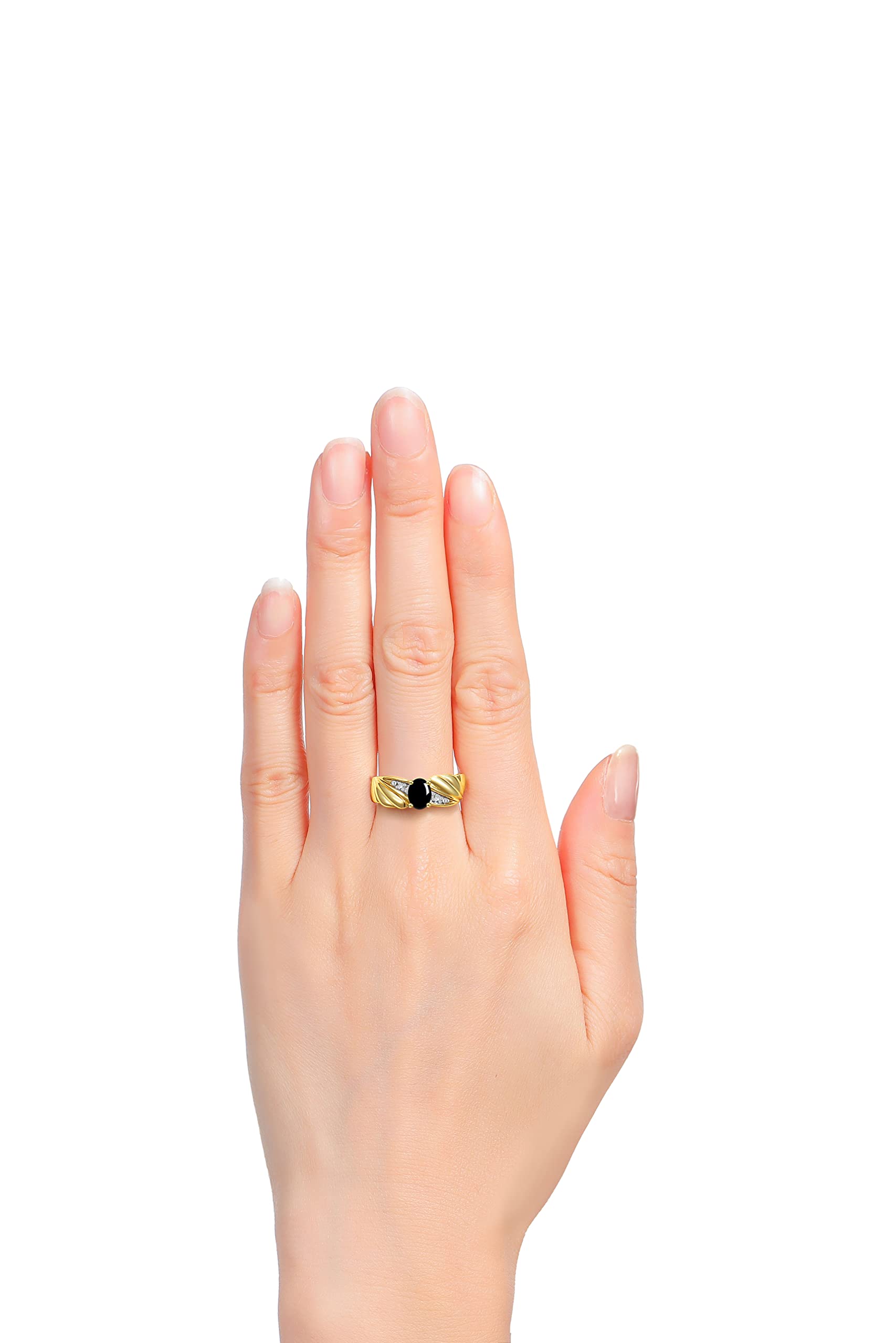 RYLOS 14K Gold Plated Angel Wing Birthstone Ring for Women - 7x5mm Gemstone & Diamond Jewelry in Sterling Silver - Size 5-10 - Perfect for Birthdays, Anniversaries & Special Occasions