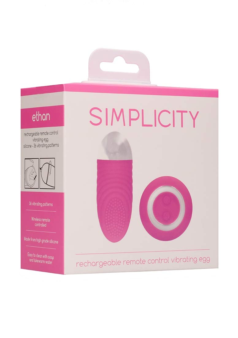 Simplicity by Shots America - Ethan - Rechargeable Wireless Remote Control Vibrating Egg - Pink - Adult Intimate Toy for Couples Play & Solo Pleasure