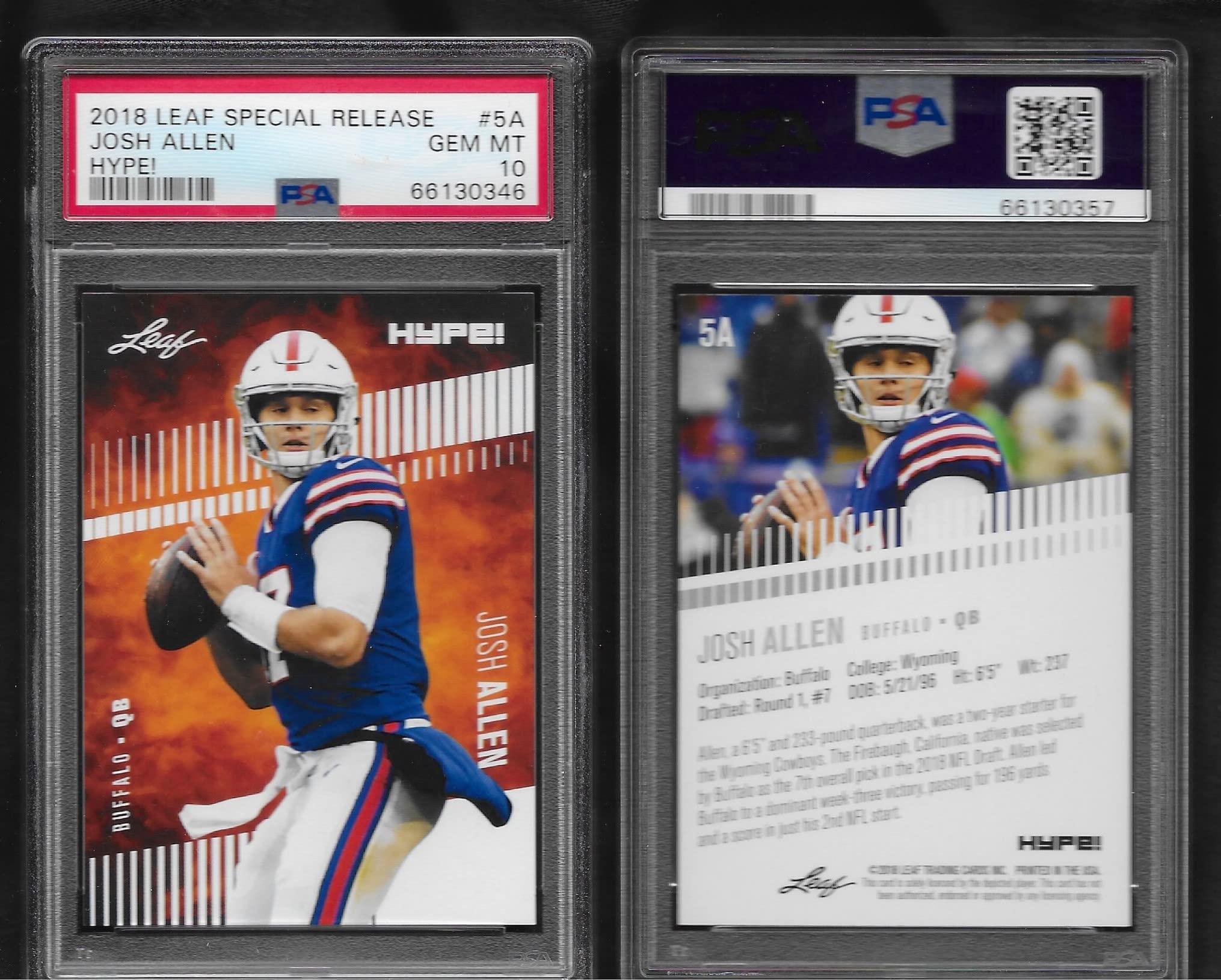 PSA 10 Josh Allen Rookie Leaf Hype Graded Card - 2018 NFL Buffalo Bills Hot Quarterback Superstar - Gem Mint 10 Low Population - Perfect for Sports Collectors, Investment & Fan Display