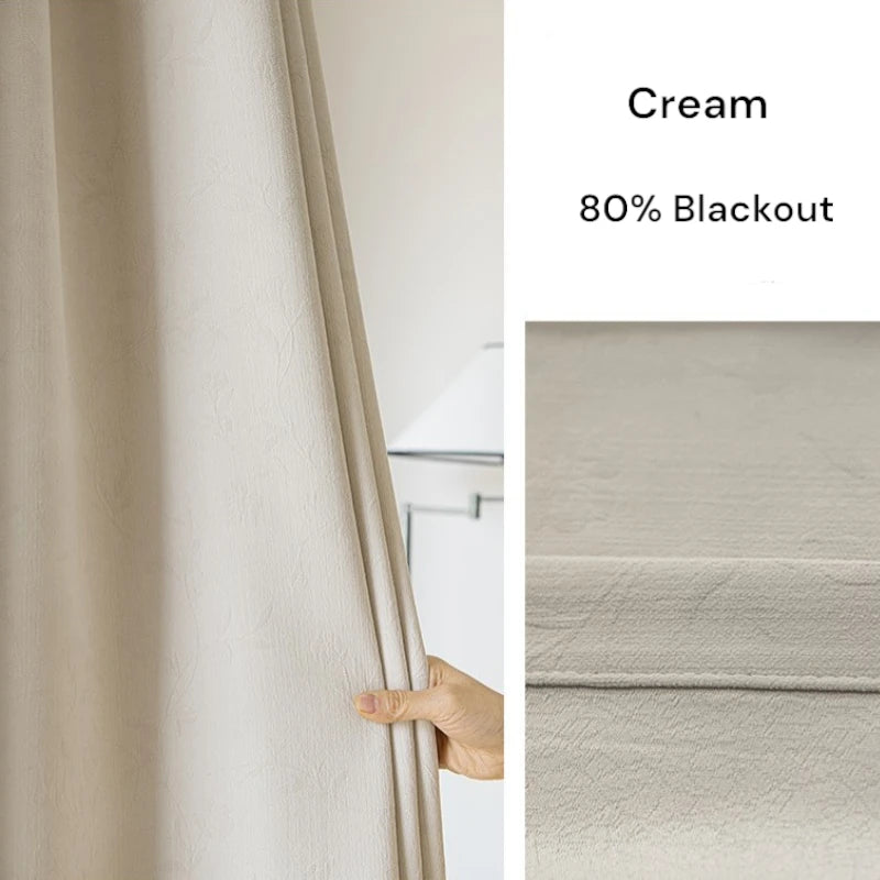 Holly Chenille Embossed Floral Blackout Curtains for Bedroom - Custom Size Thermal Insulated Window Drapes for Living Room & Nursery
