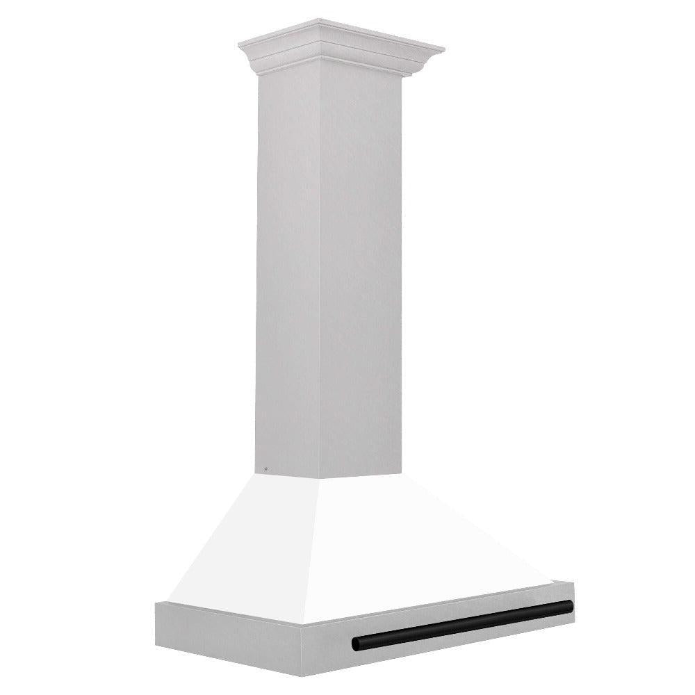 ZLINE KB4SNZ WM30 30-Inch Convertible Wall Mount Range Hood - Satin Stainless Steel with White Matte Shell & Accent Handle | Autograph Edition | Perfect for Modern Kitchens & Open-Concept Homes