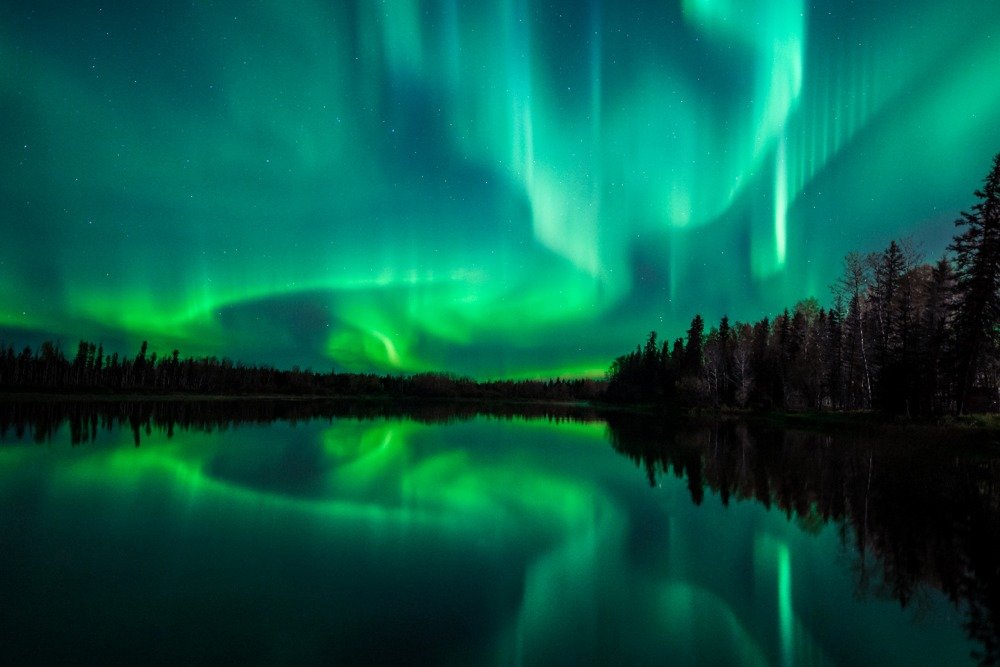 Northern Lights over Lake - 16x24 Inch Gallery Quality Metal Wall Art, Aluminum Home Decor for Living Room, Bedroom & Office