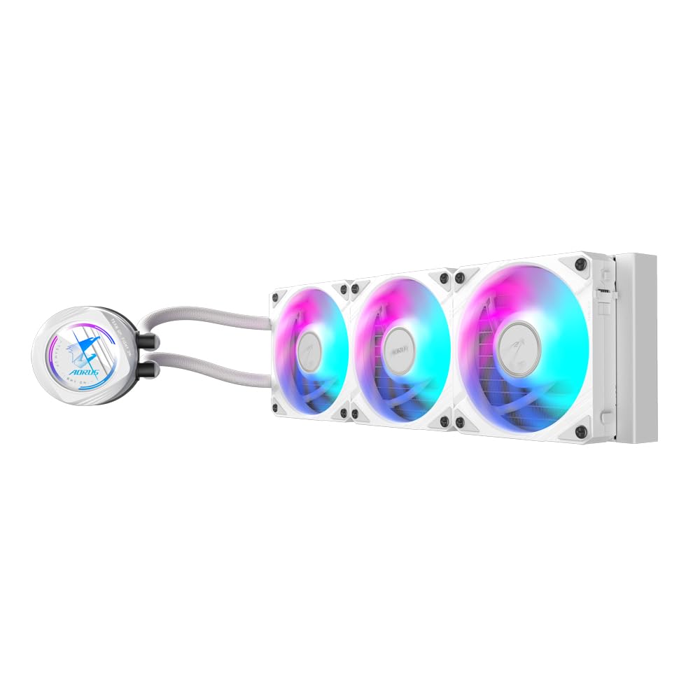 GIGABYTE AORUS WATERFORCE II 360 AIO Liquid CPU Cooler with 3 ARGB 120mm Fans - Intel LGA 1851 & AMD AM5 Compatible - Sliding Interlocking Mechanism & Daisy-Chain for Easy Installation - Perfect for Gaming PC Builds and High-Performance Workstations