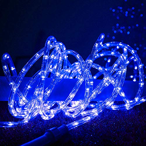 33ft LED Rope Lights - Waterproof 240 LED Blue Christmas Lights for Outdoor Use, 110V Connectable String Lights for Deck, Patio, Pool, Camping & Halloween Decor - Perfect for Parties, Weddings & Backyard Lighting