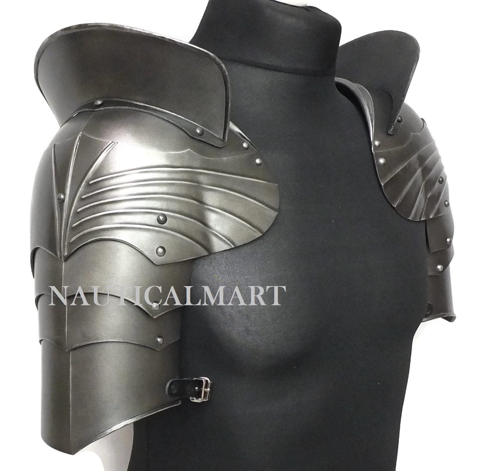 Medieval Gothic Style Fluted Shoulder Armor Pauldrons - LARP Cosplay Costume Accessory for Renaissance Fairs, Historical Reenactments & Theater Performances