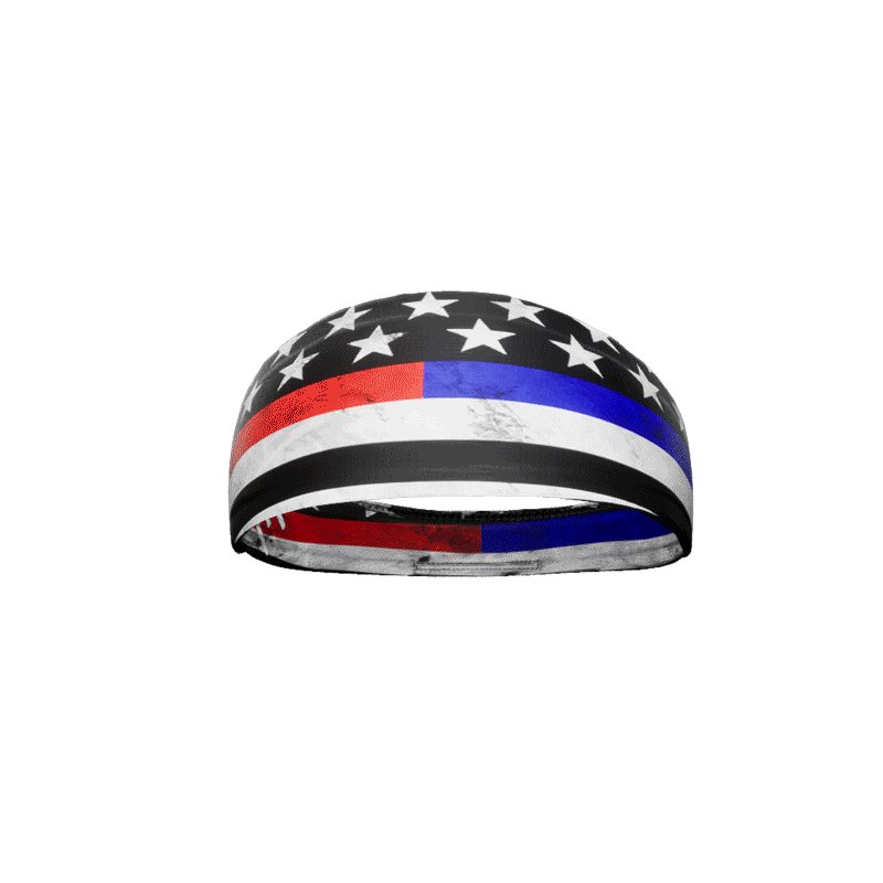 Thin Red and Blue Line Headband - Patriotic Stretchable Hairband for Police & Military Support - Perfect for Workouts, Rallies & Everyday Wear