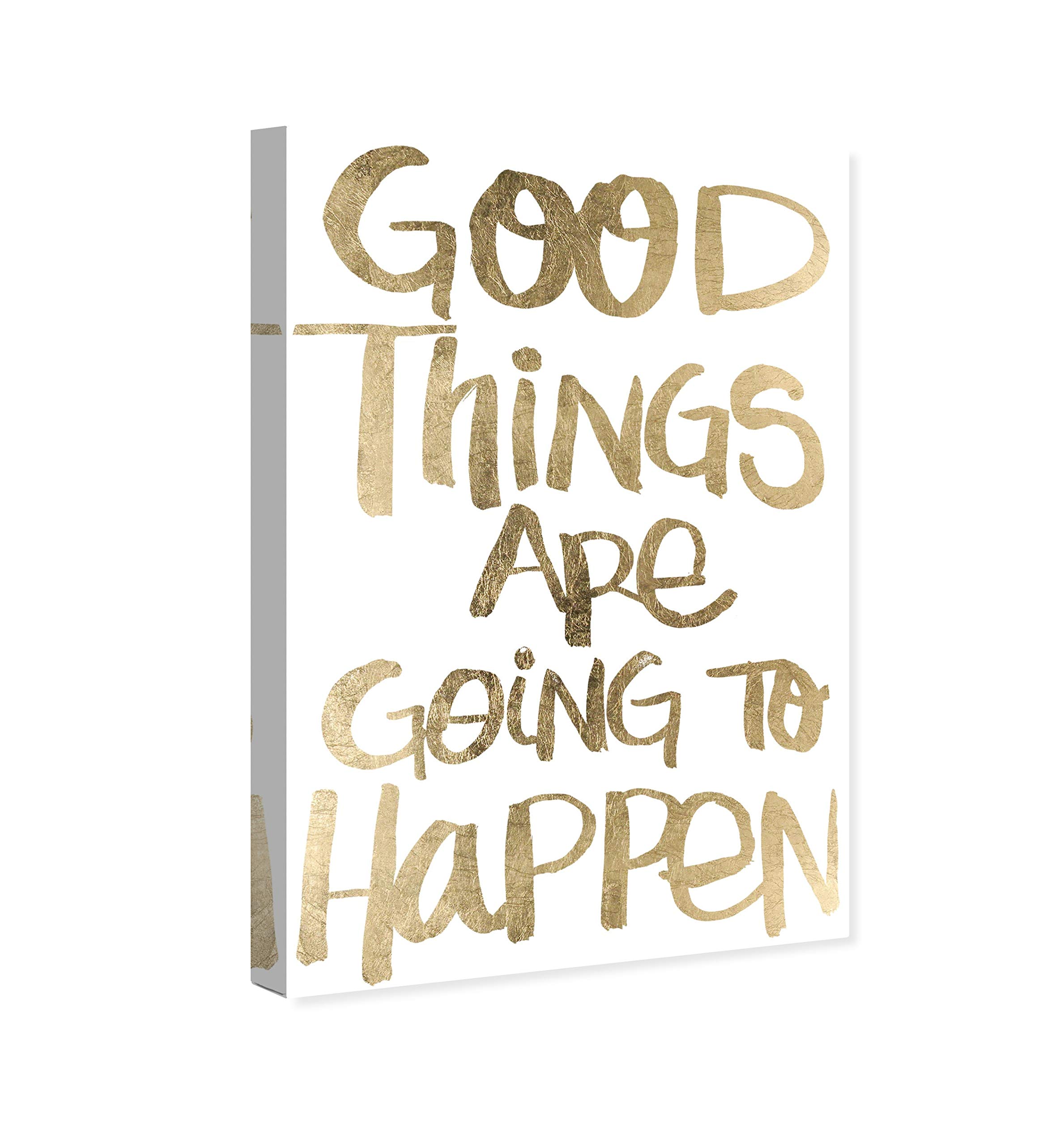Oliver Gal Artist Co. Typography & Quotes Wall Art Canvas Print - 'Good Things' Home Décor in Gold & White, 24x36 Inches - Perfect for Living Room, Bedroom & Office Decor