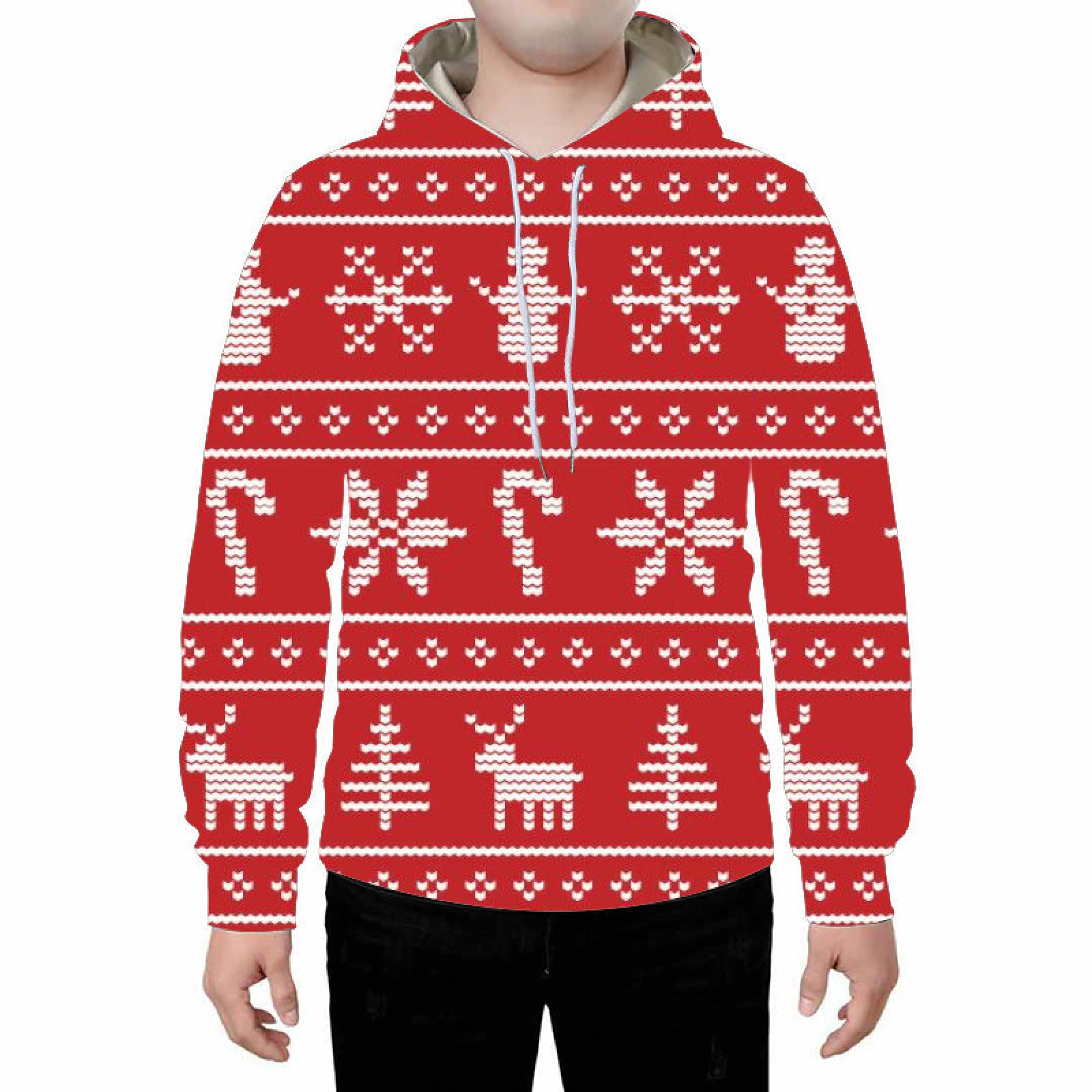 KSODZERA Christmas Cat 3D Print Hooded Sweater for Kids & Men - Kawaii Cute Holiday Pullover for Family Matching, Gifts & Winter Outfits