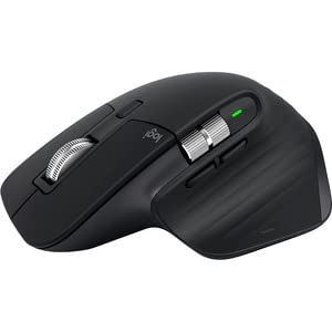 Logitech MX Master 3S Wireless Ergonomic Mouse - Ultra-Fast Scrolling, 8000 DPI Precision, Silent Clicks, Glass Surface Tracking, USB-C & Bluetooth - Compatible with Windows, Linux, Chrome (Black) - Perfect for Office Work, Graphic Design & Gaming