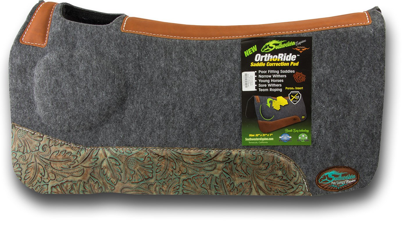 OrthoRide Correction Western Saddle Pad - Therapeutic Horse Saddle Pad for Back Pain Relief - Made in USA - Perfect for Trail Riding & Dressage Training