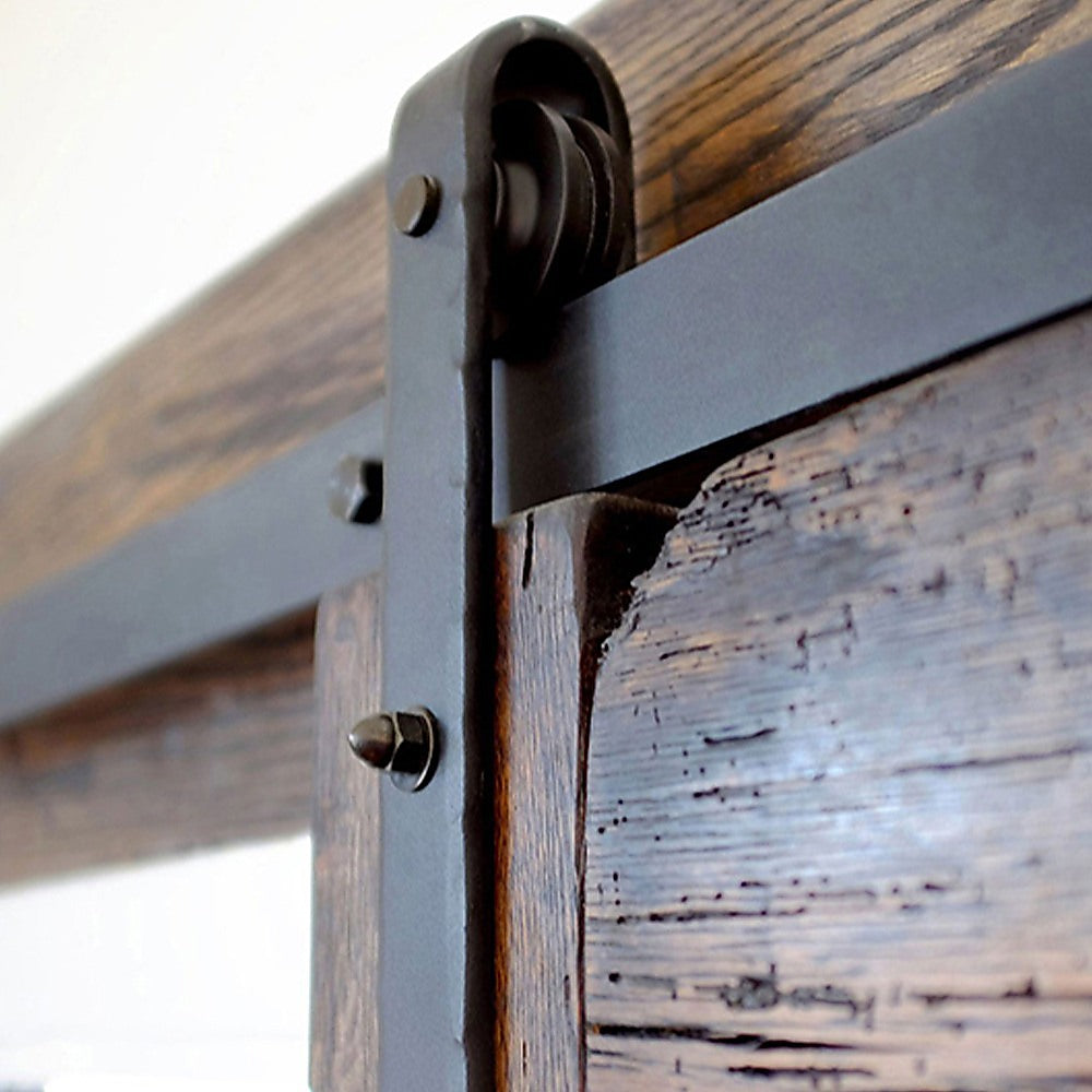 1.8m Sliding Barn Door Hardware Kit - Heavy Duty Black Steel Track & Rollers for Rustic Home & Office Doors | DIY Installation, Space-Saving Solution for Bedrooms, Closets & Room Dividers