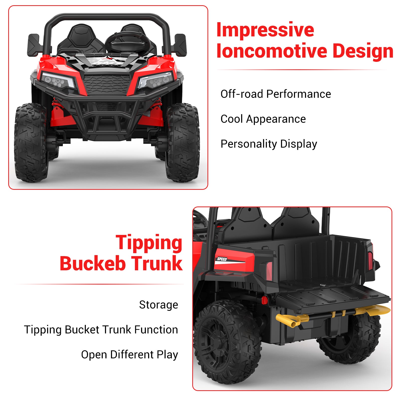 GARVEE 24V Electric Ride On Dump Truck for Kids Ages 6-12 | 4x4 Remote Control Toy Car with Shovel, Bluetooth Music & LED Lights | Outdoor Play, Construction Pretend Play, Birthday Gift for Boys & Girls