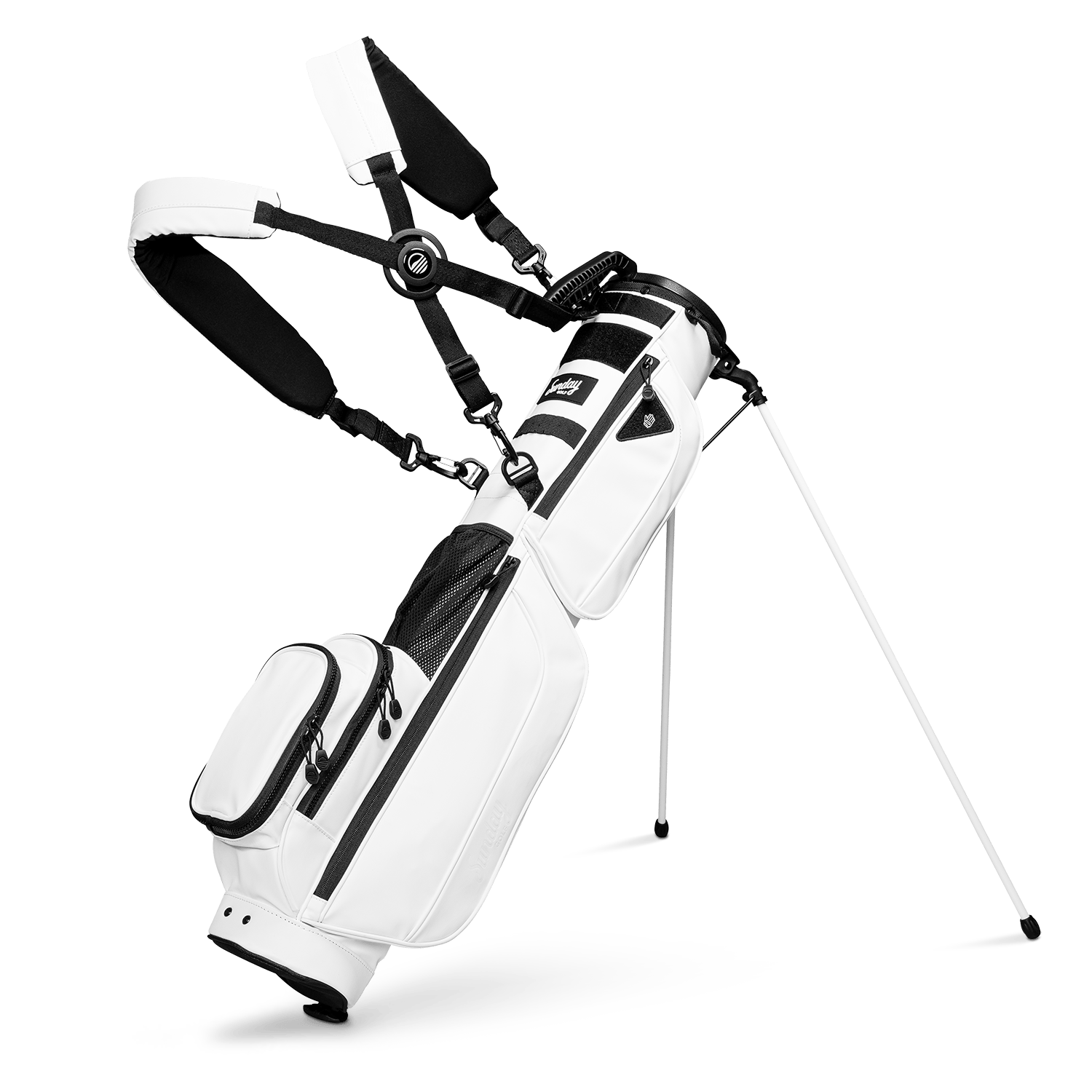 Sunday Golf Loma XL S Class Golf Bag - Premium White Vegan Leather Carry Bag for Men & Women | Perfect for Weekend Golfing & Club Tournaments