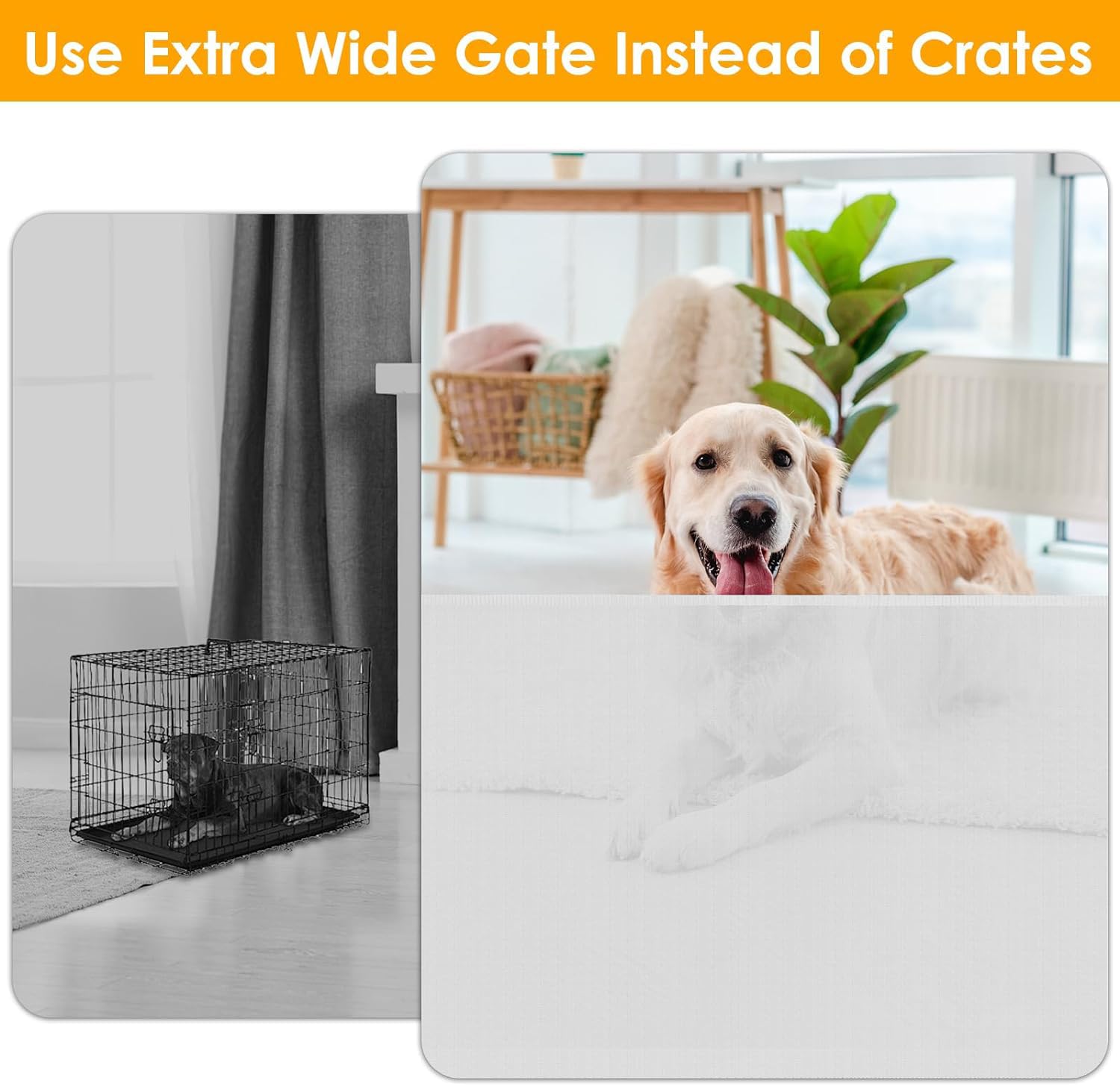 180 Inch Extra Wide Retractable Baby & Pet Gate - Indoor/Outdoor Safety Barrier for Doorways, Stairs, Hallways - Light Gray (Ideal for Homes with Dogs, Cats, Toddlers)