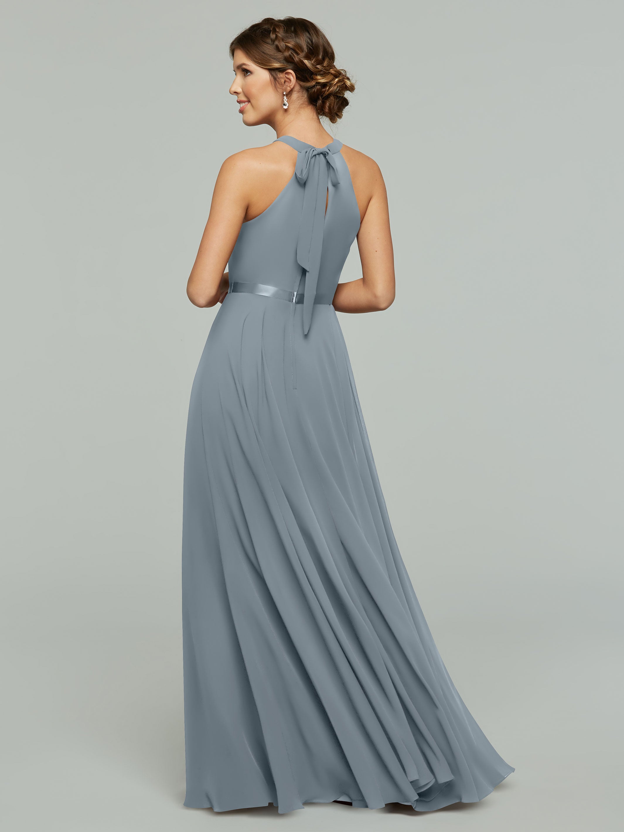 Elegant A-Line Chiffon Bridesmaid Dress with Halter Neckline - Perfect for Weddings, Formal Events & Special Occasions