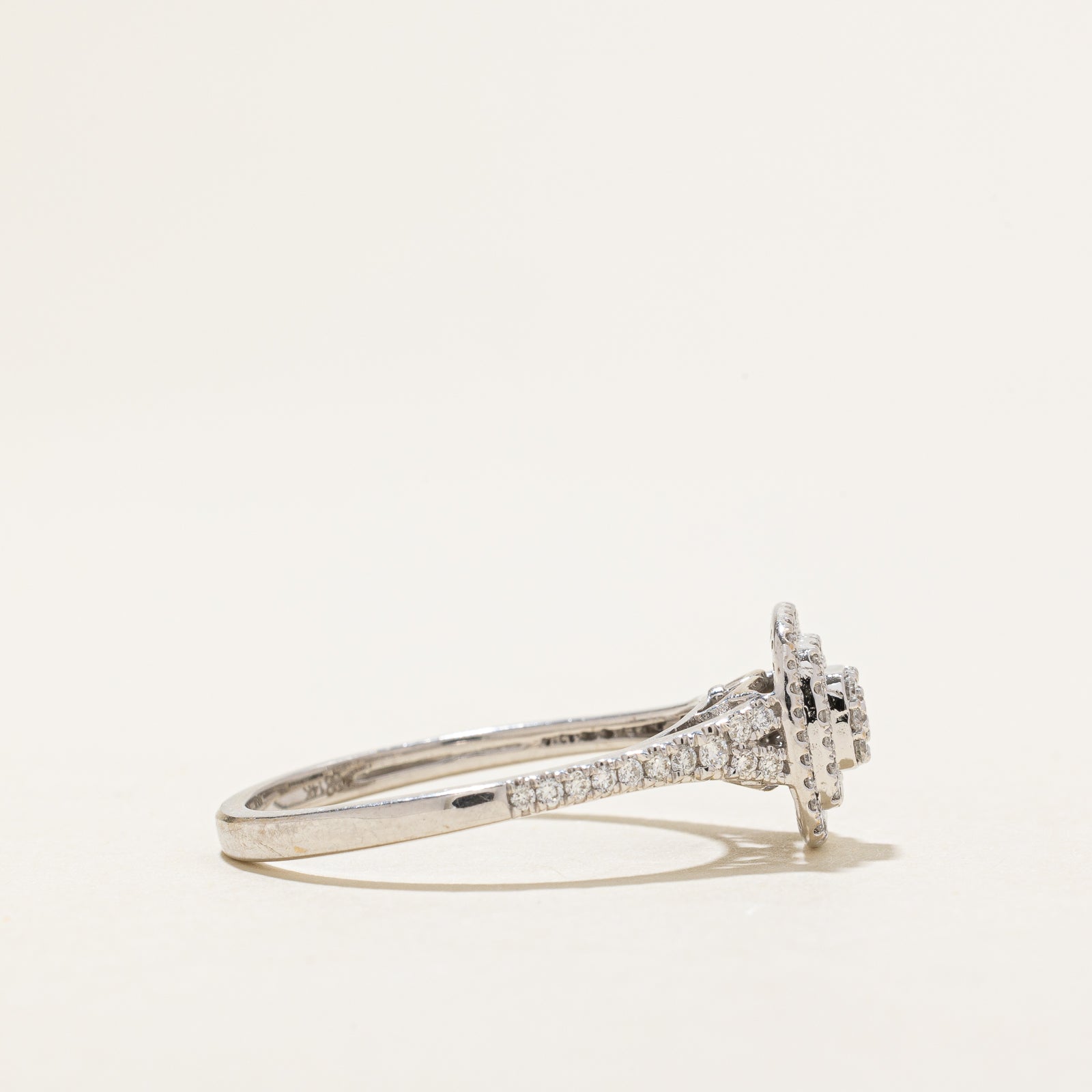 Diamond Double Halo Engagement Ring 0.48ctw Illusion Set - Size 10 | Wedding, Proposal, Anniversary Gift for Her