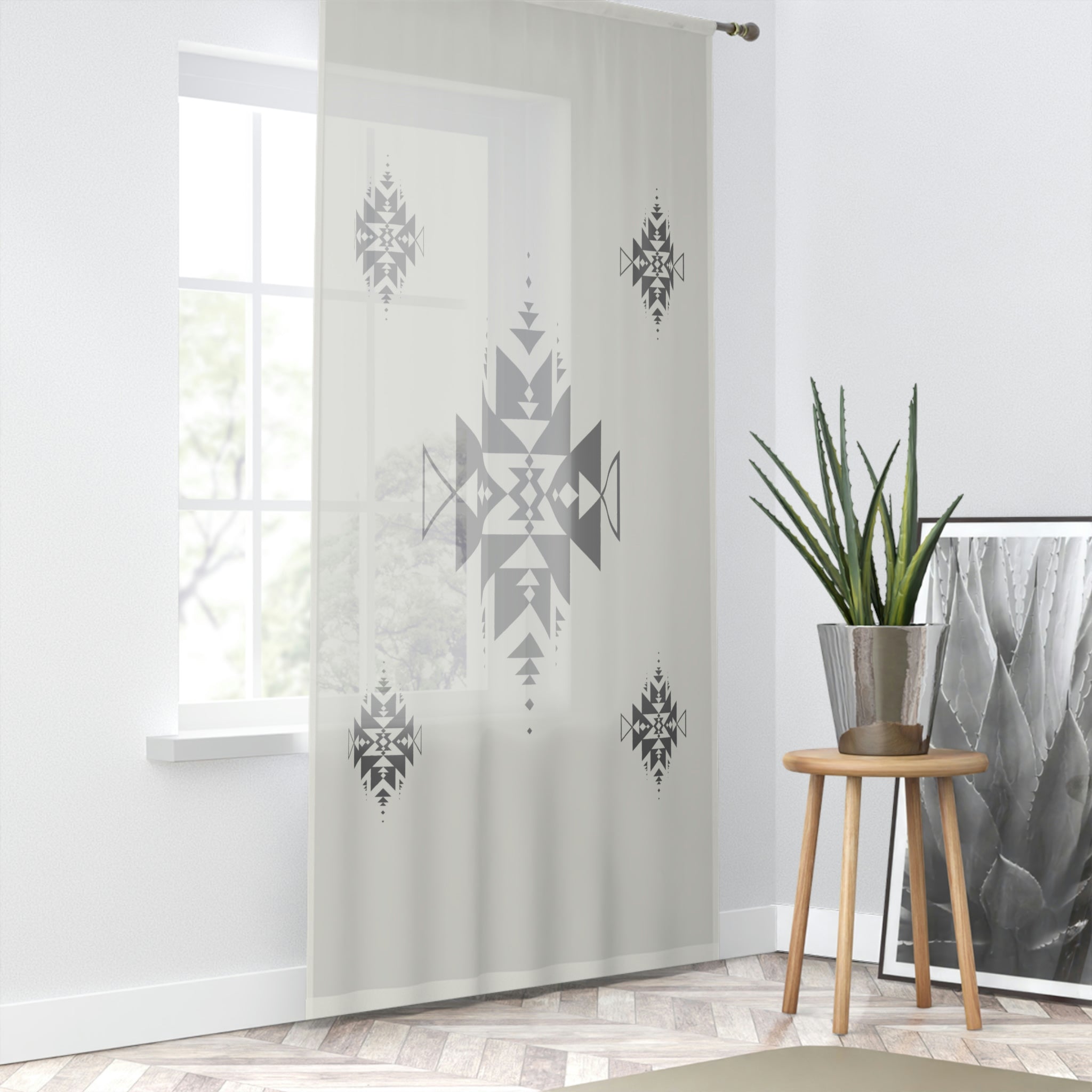 Southwestern Sand Dune Print Sheer Window Curtain - Wrinkle Resistant Polyester Fabric - Single Sided Design for Living Room & Bedroom Decor