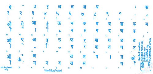 Hindi Transparent Keyboard Stickers with Blue Letters for Laptop & Computer - Perfect for Typing, Coding, and Office Use