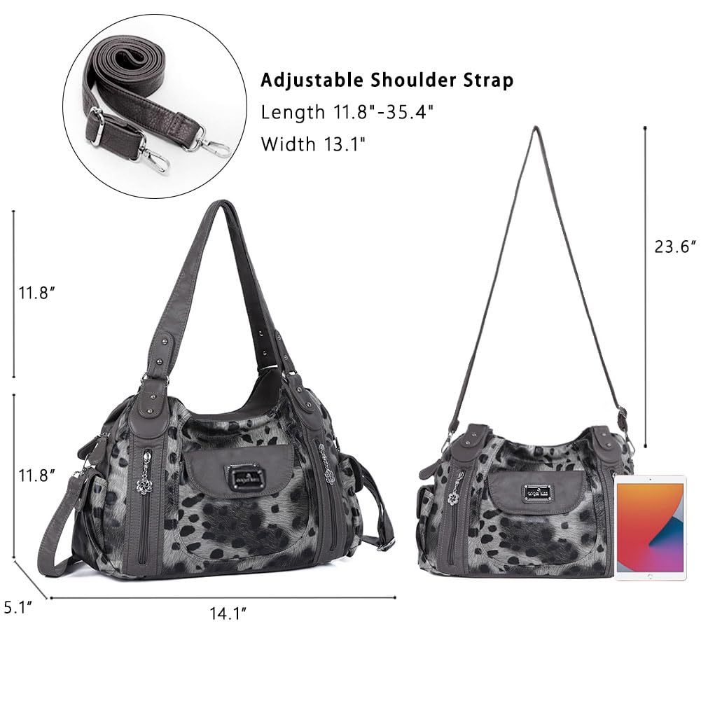 Angel Kiss Women's Large Shoulder Bag - Multipocket Faux Leather Hobo Tote Purse & Satchel for Work, Travel & Everyday Use