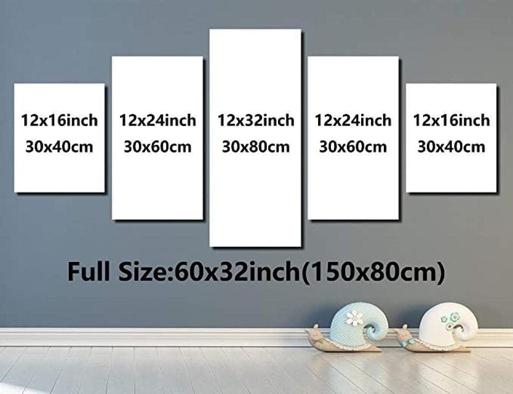 5-Piece Kids Room Wall Art Set - Rose Flower HD Printed Canvas Pictures for Living Room & Bedroom Decor | Perfect for Nursery, Playroom, and Home Decoration