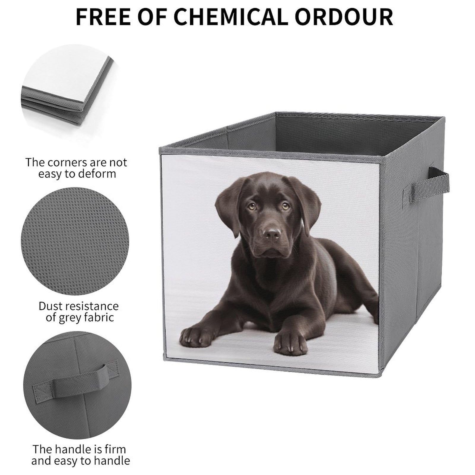 6-Pack Collapsible Storage Bins with Handles - Dog Printed Foldable Organizer Boxes for Home, Kitchen, Bathroom & Pet Supplies | Space-Saving Shelving Baskets for Closet, Laundry & Toy Storage